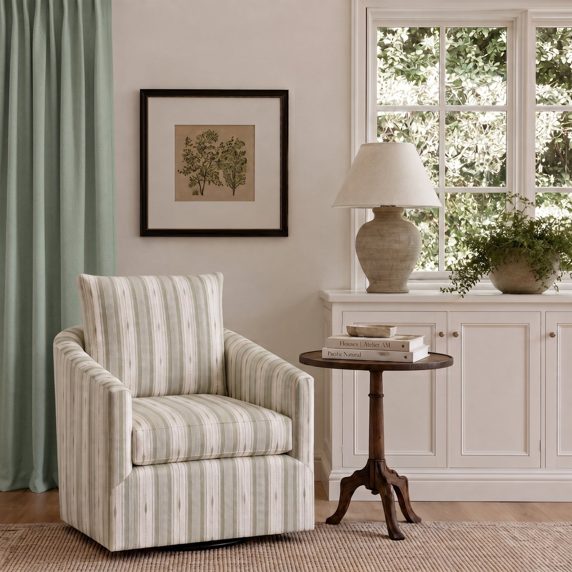 The Grace Chair in Blue Dresses Lemongrass Stripes - Lemon Park