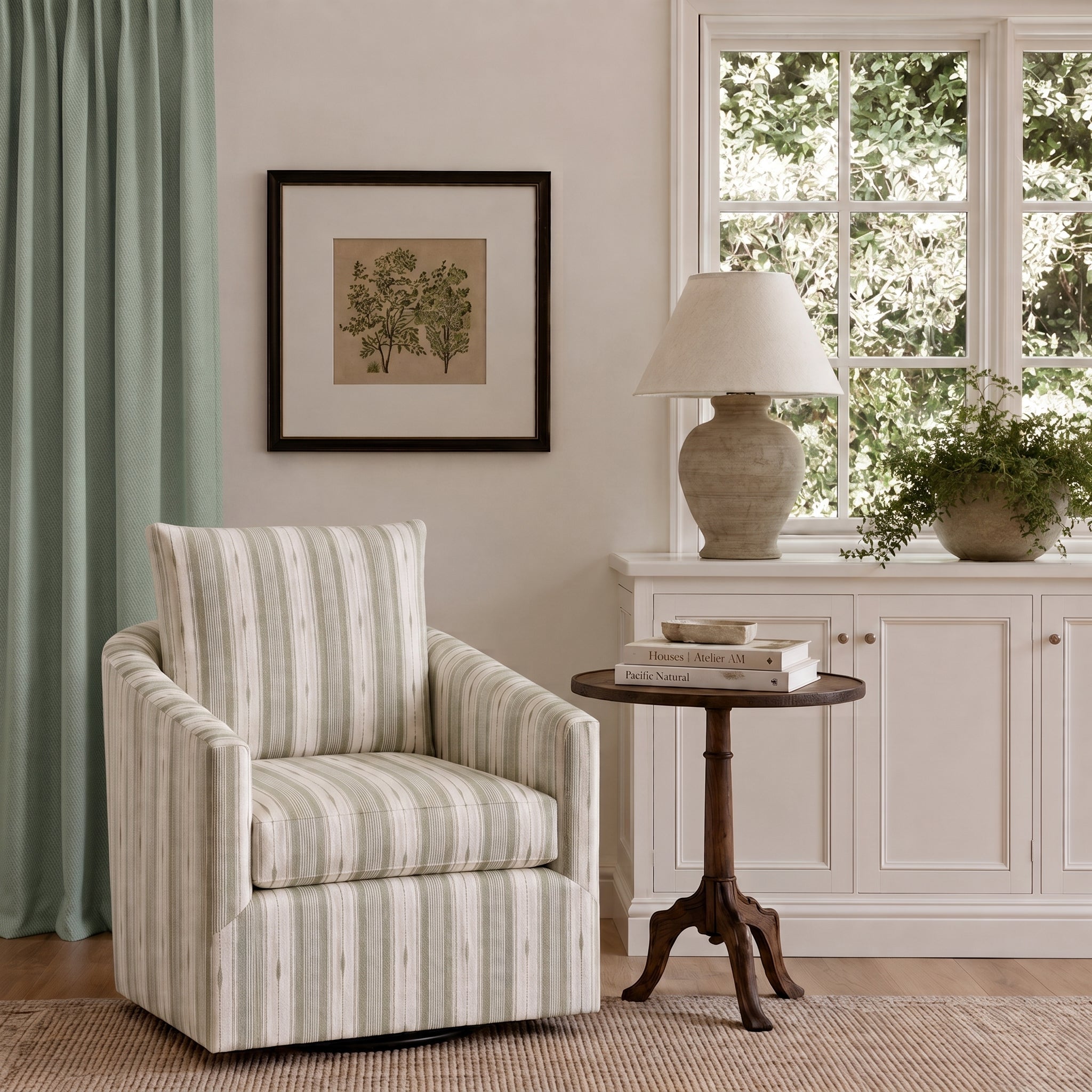 The Grace Chair in Blue Dresses Lemongrass Stripes - Lemon Park