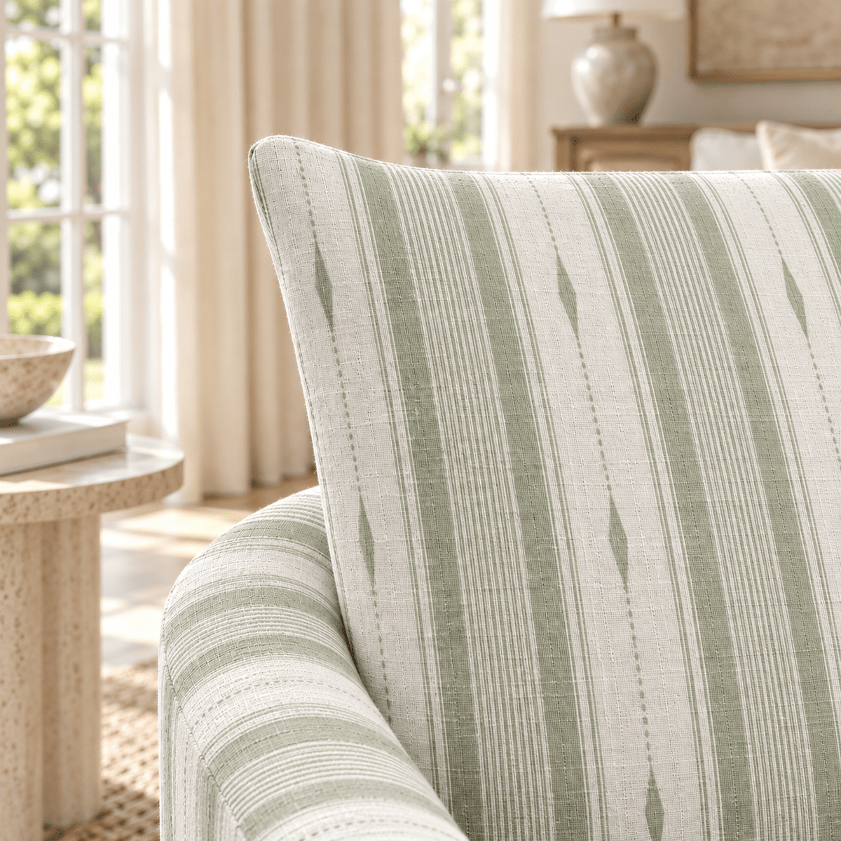 The Grace Chair in Blue Dresses Lemongrass Stripes - Lemon Park