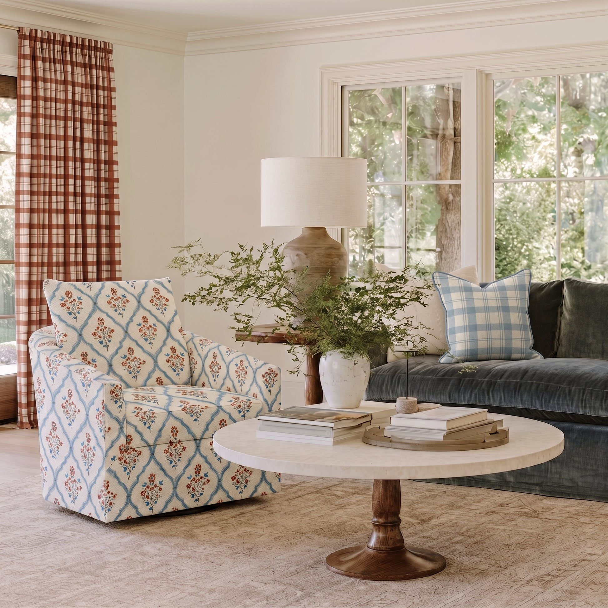 The Grace Chair in Chambray Tiles - Lemon Park