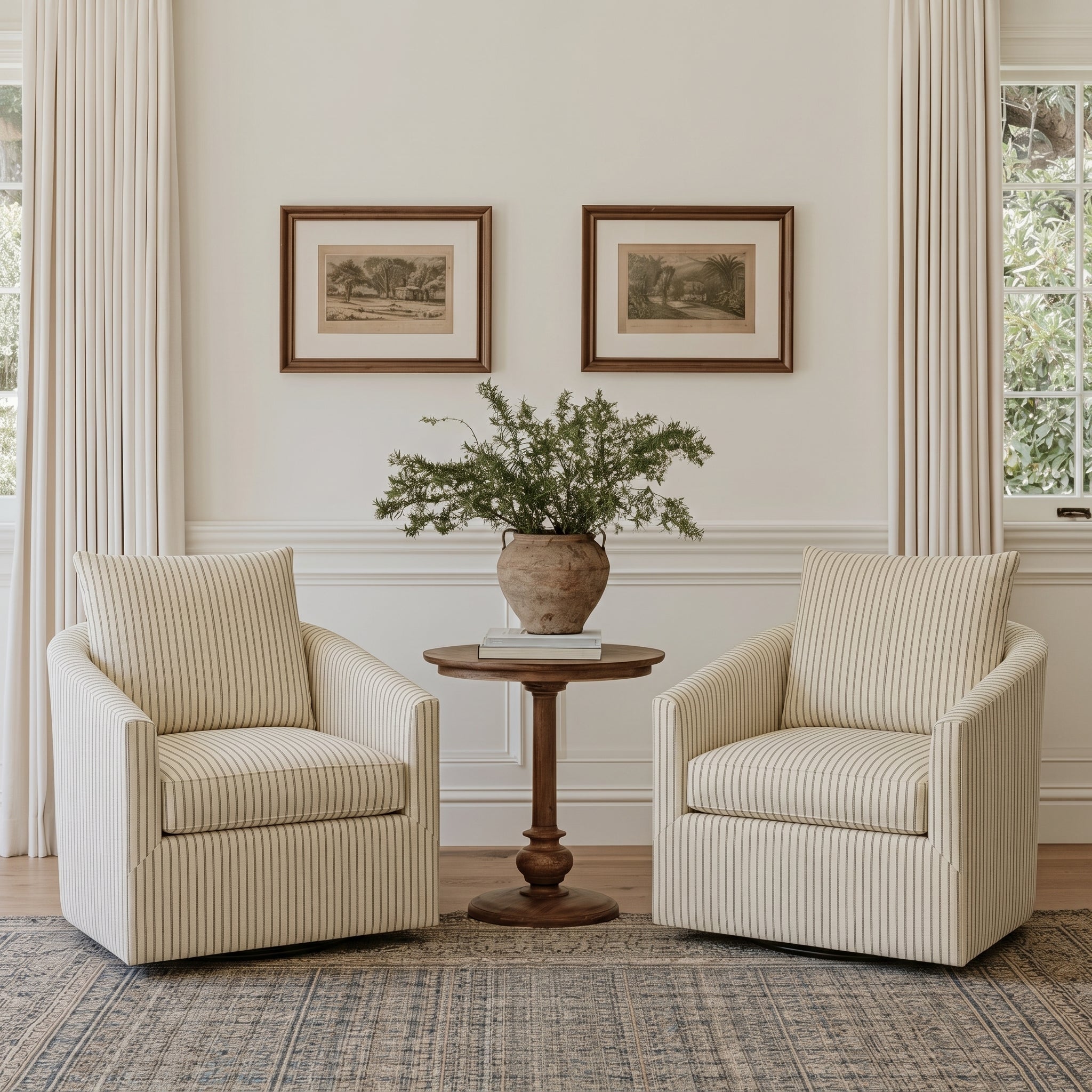 The Grace Chair in Jude Pinstripe - Lemon Park
