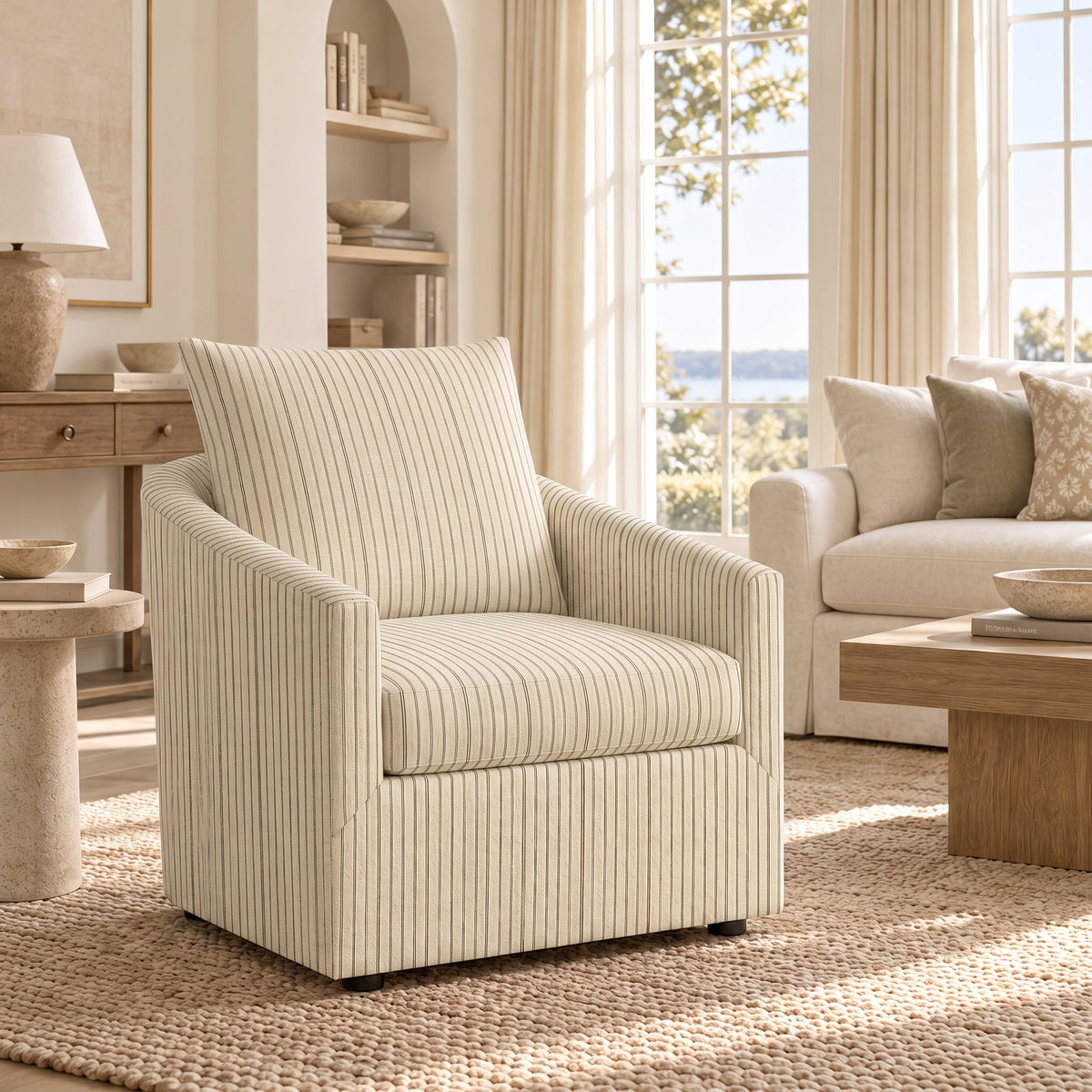 The Grace Chair in Jude Pinstripe - Lemon Park