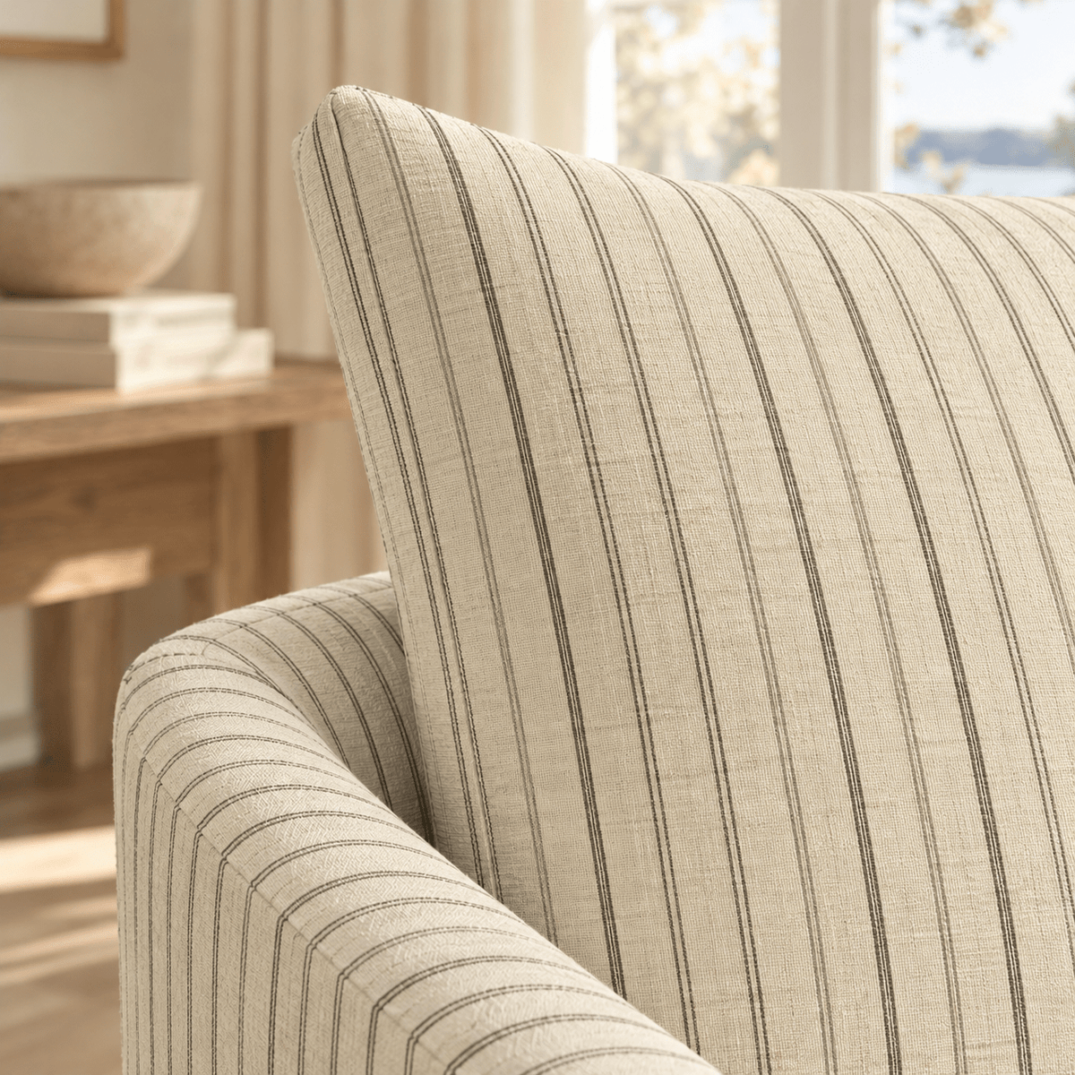 The Grace Chair in Jude Pinstripe - Lemon Park