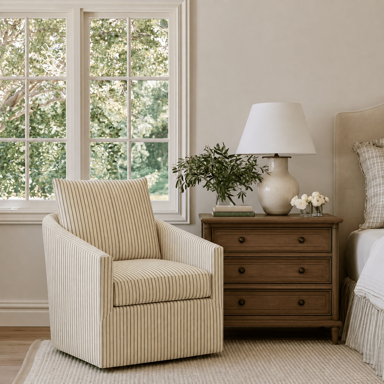 The Grace Chair in Jude Pinstripe - Lemon Park