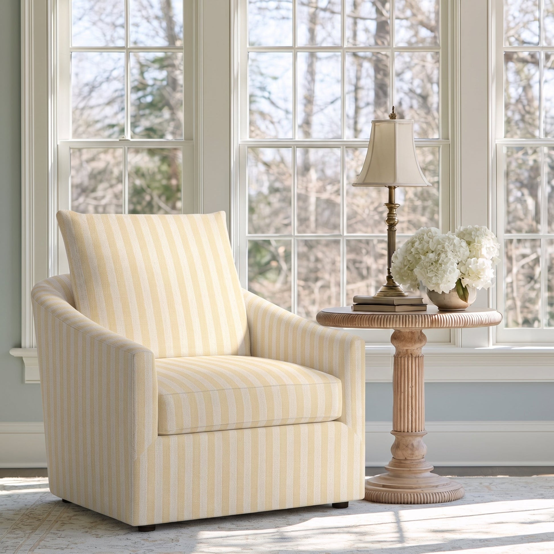 The Grace Chair in Juliet's Garden Easter Yellow Stripe - Lemon Park