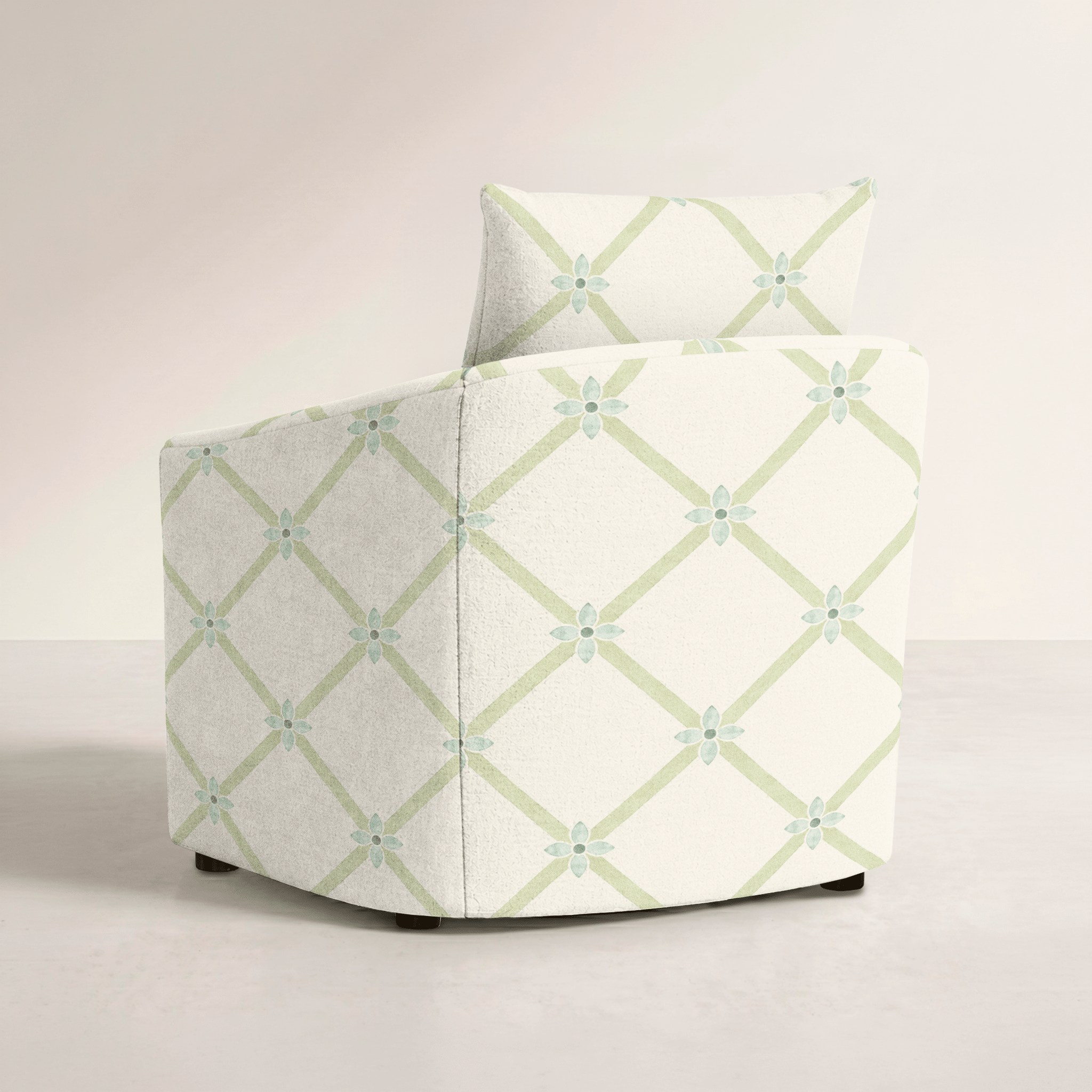 The Grace Chair in Mint To Be Floral Lattice - Lemon Park