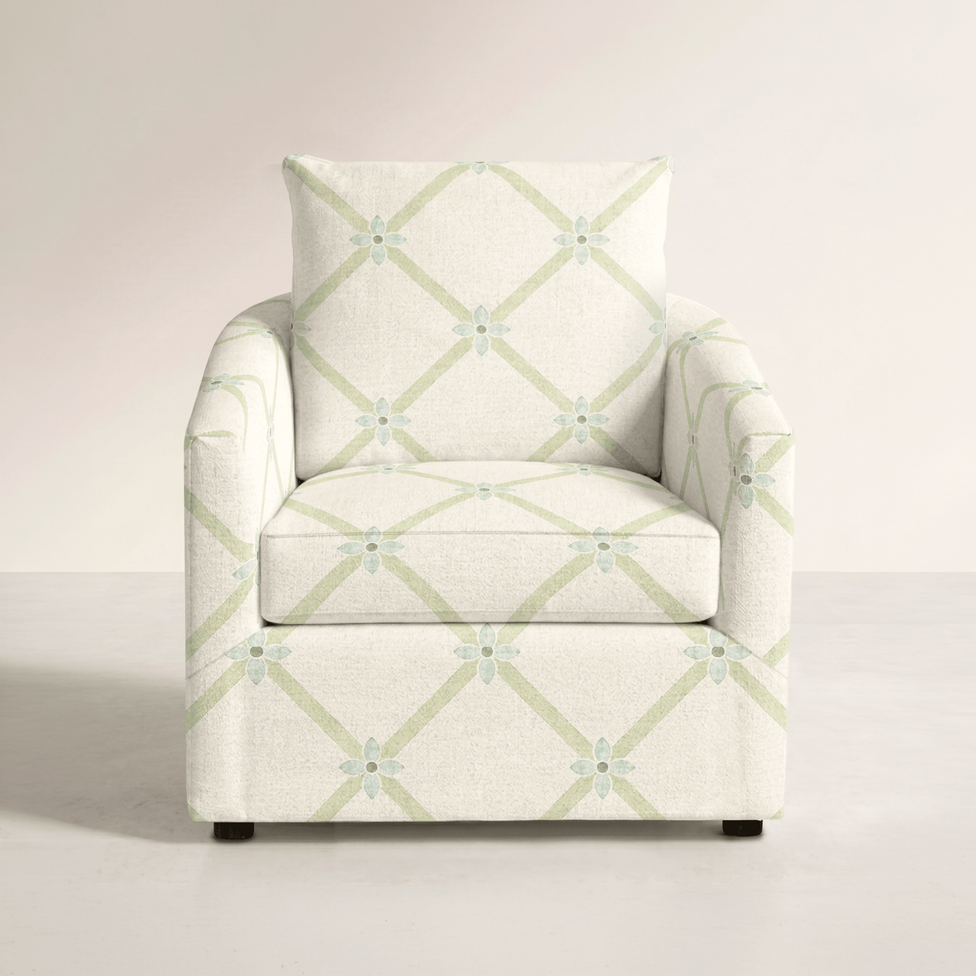The Grace Chair in Mint To Be Floral Lattice - Lemon Park