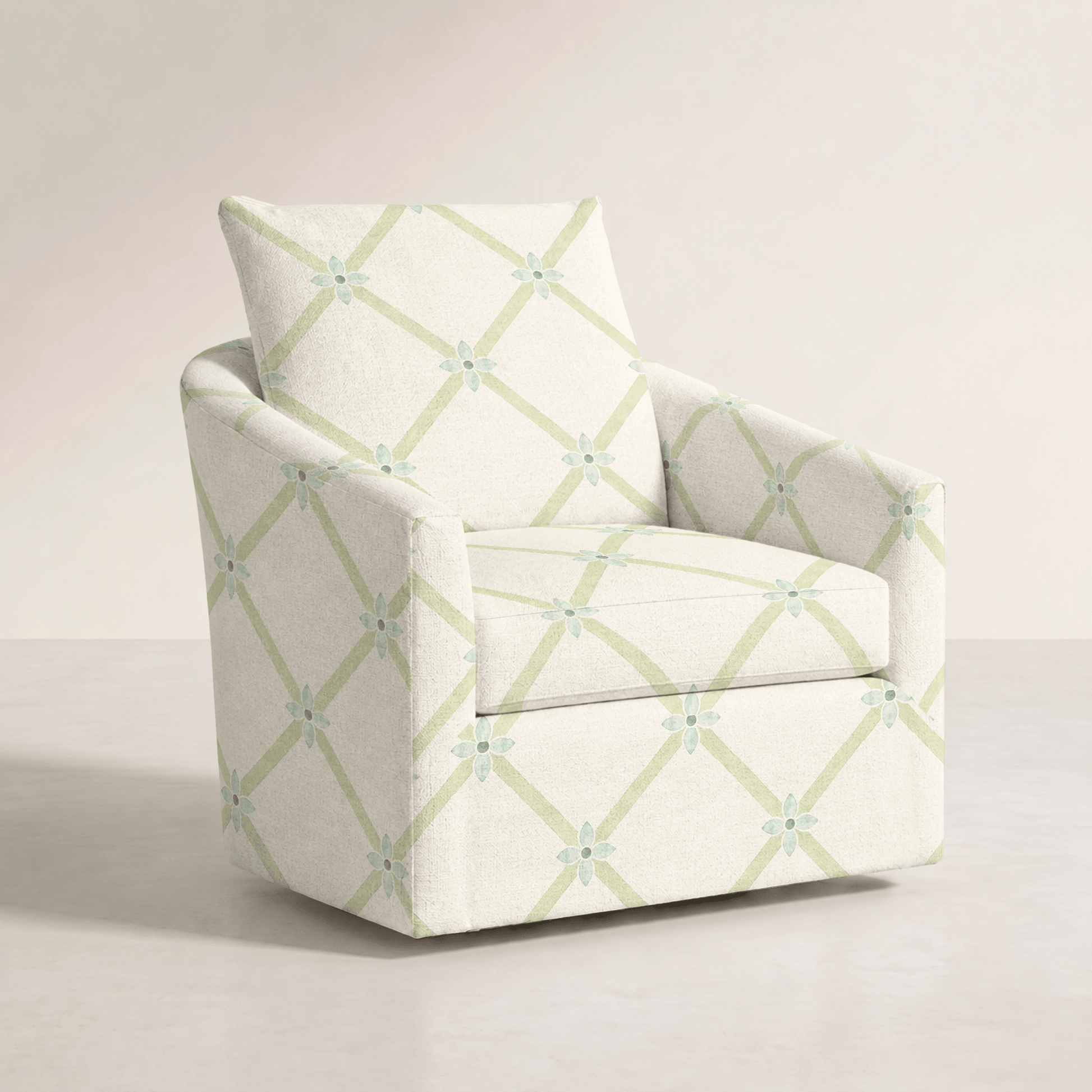 The Grace Chair in Mint To Be Floral Lattice - Lemon Park