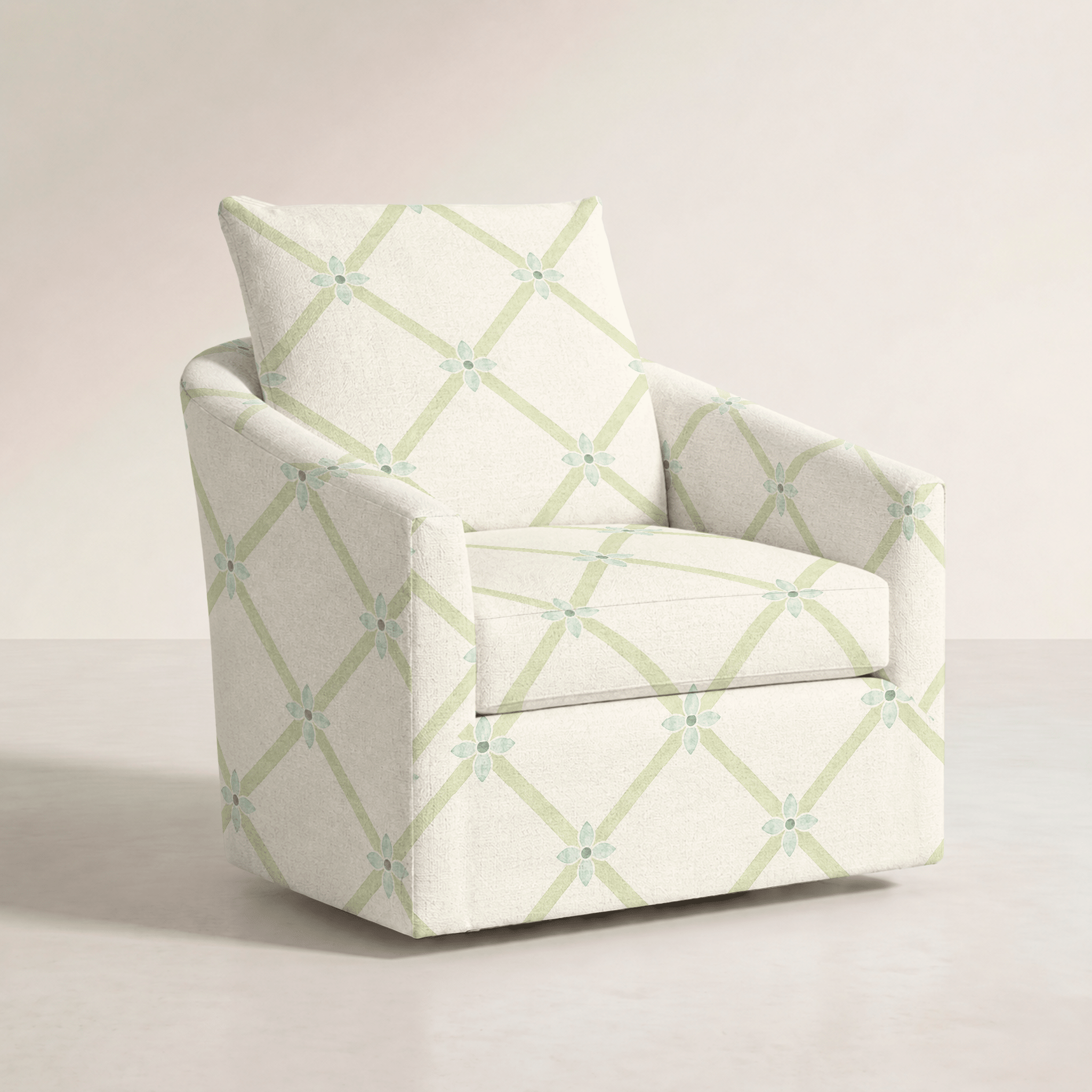 The Grace Chair in Mint To Be Floral Lattice - Lemon Park