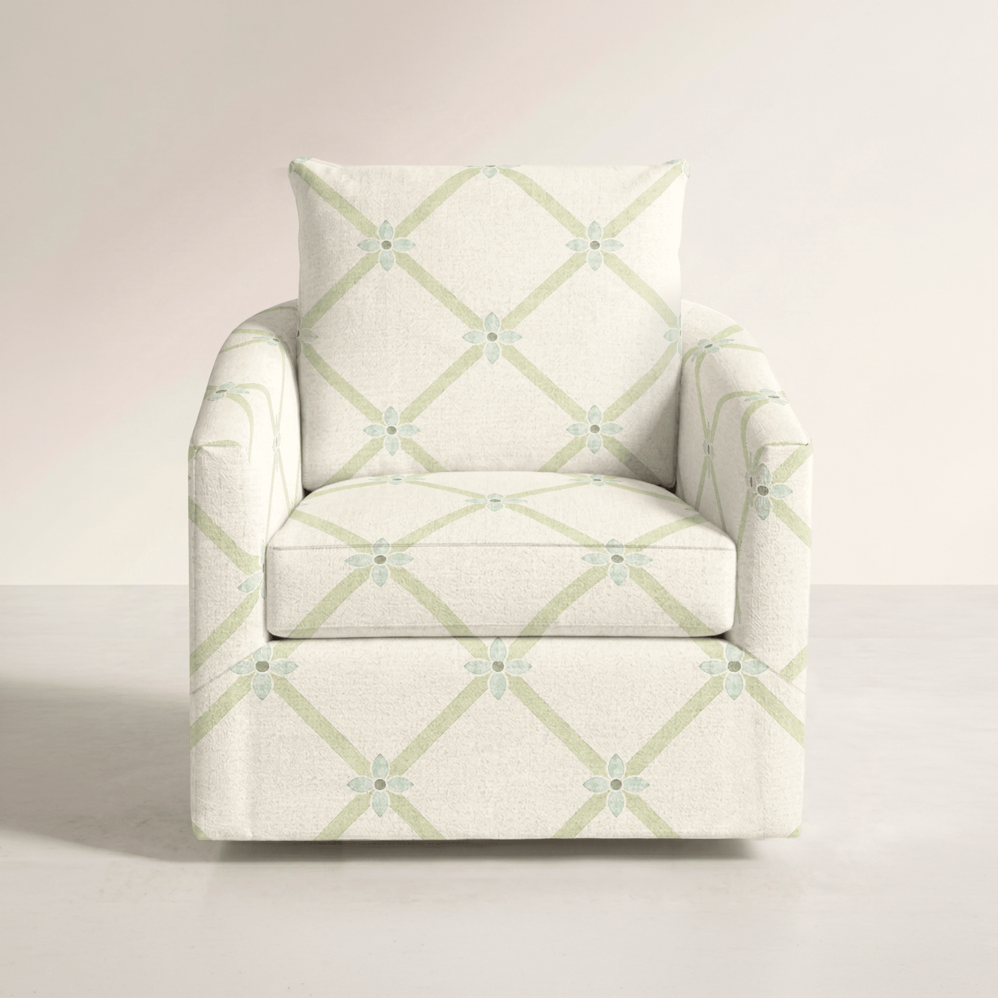 The Grace Chair in Mint To Be Floral Lattice - Lemon Park