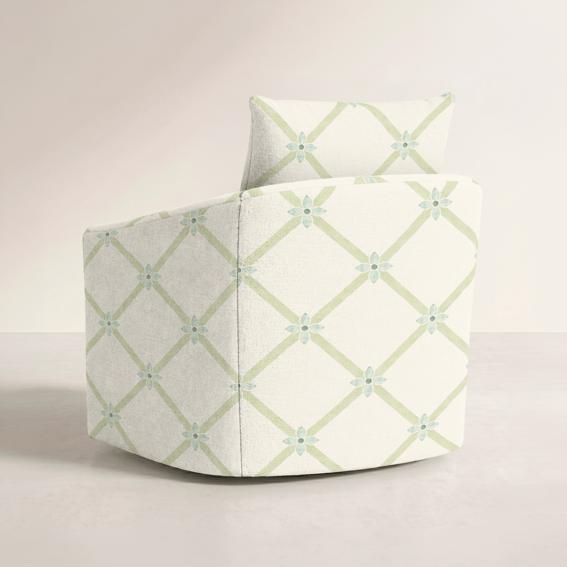 The Grace Chair in Mint To Be Floral Lattice - Lemon Park