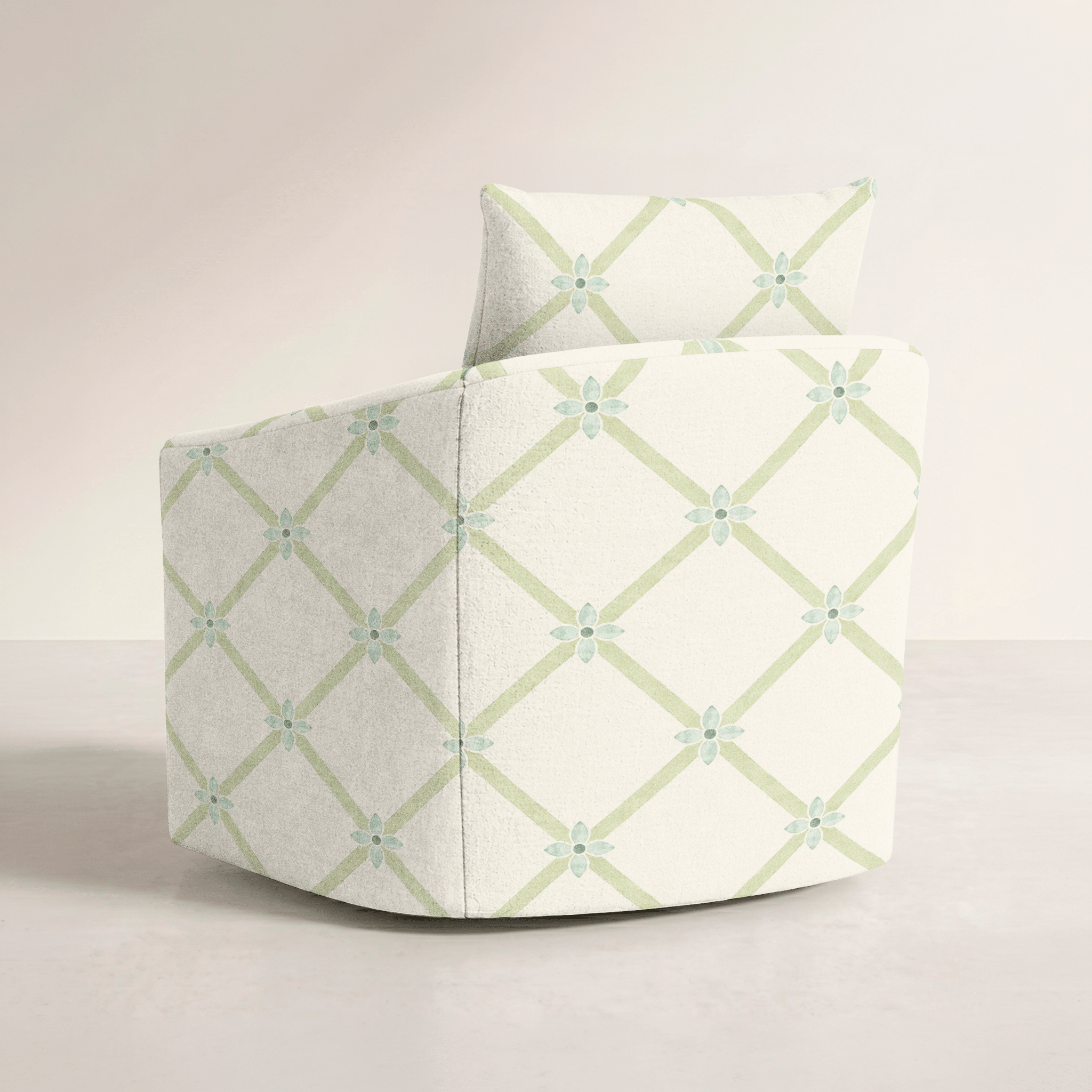 The Grace Chair in Mint To Be Floral Lattice - Lemon Park