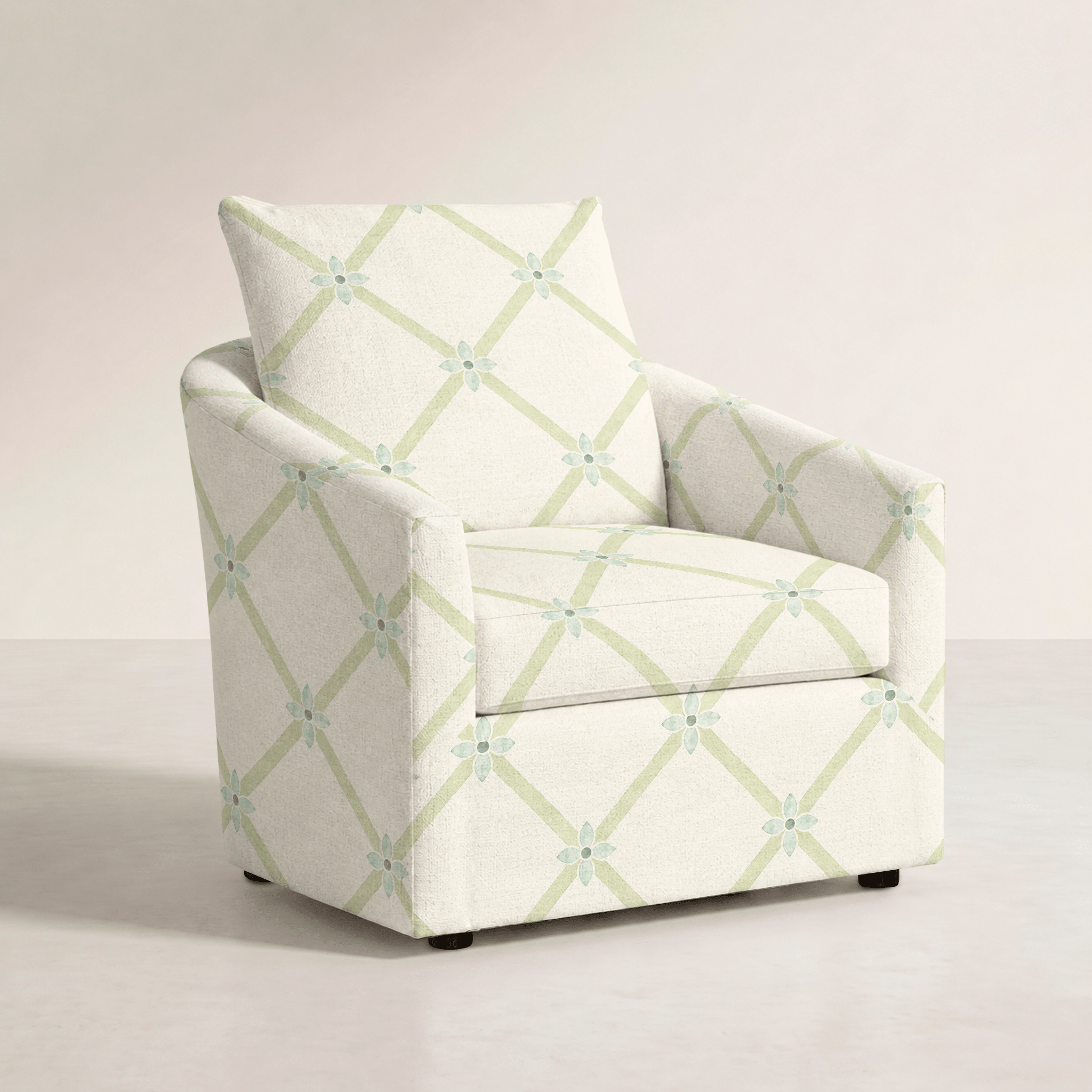 The Grace Chair in Mint To Be Floral Lattice - Lemon Park
