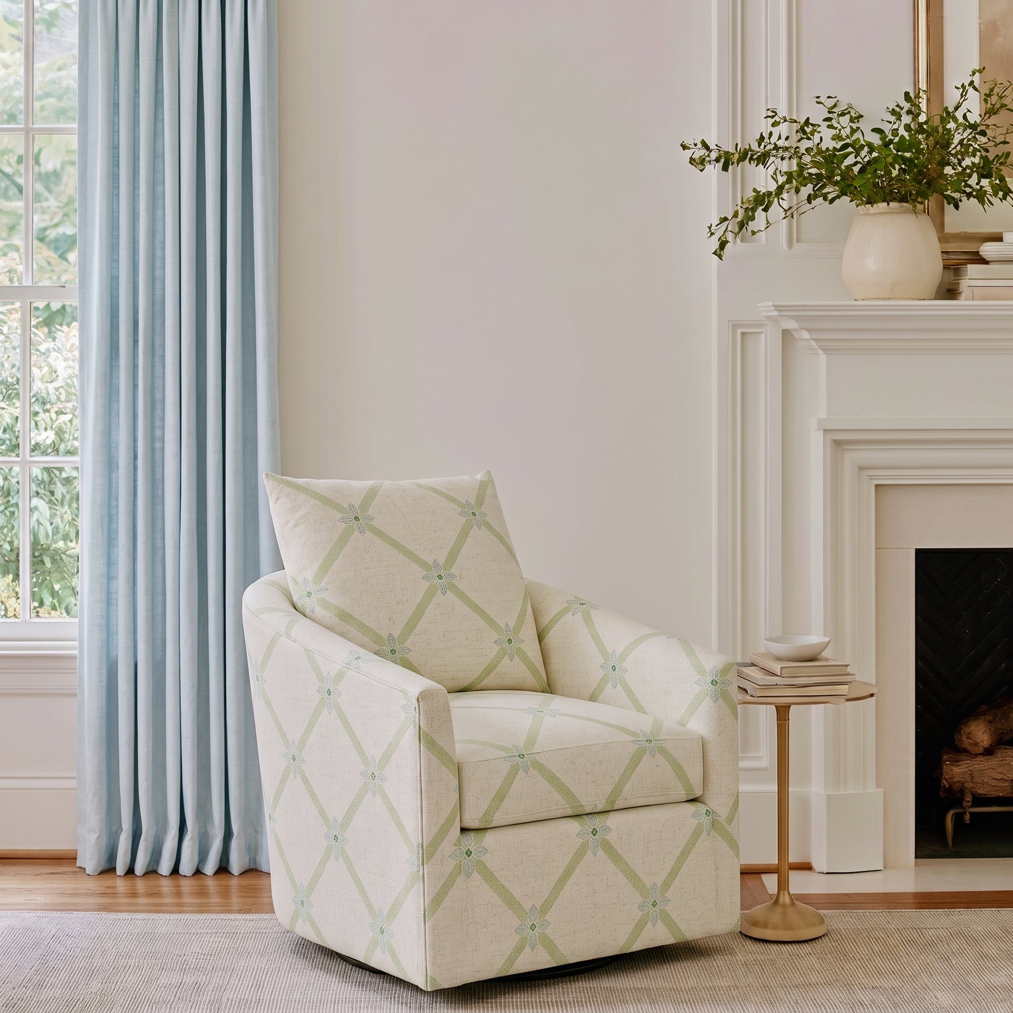The Grace Chair in Mint To Be Floral Lattice - Lemon Park