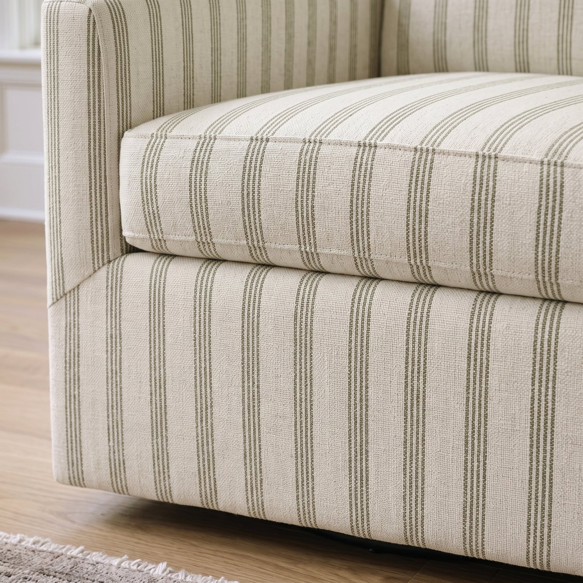 The Grace Chair in Orange County Olive Stripes - Lemon Park