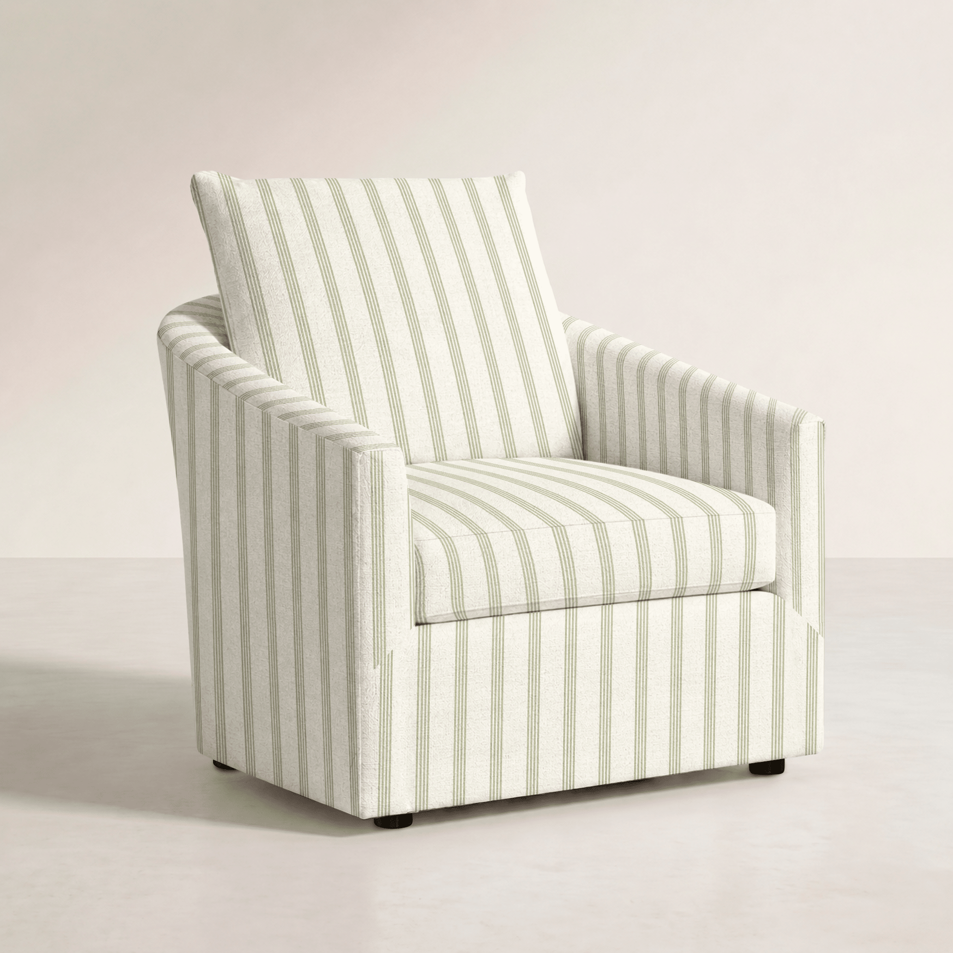 The Grace Chair in Orange County Olive Stripes - Lemon Park