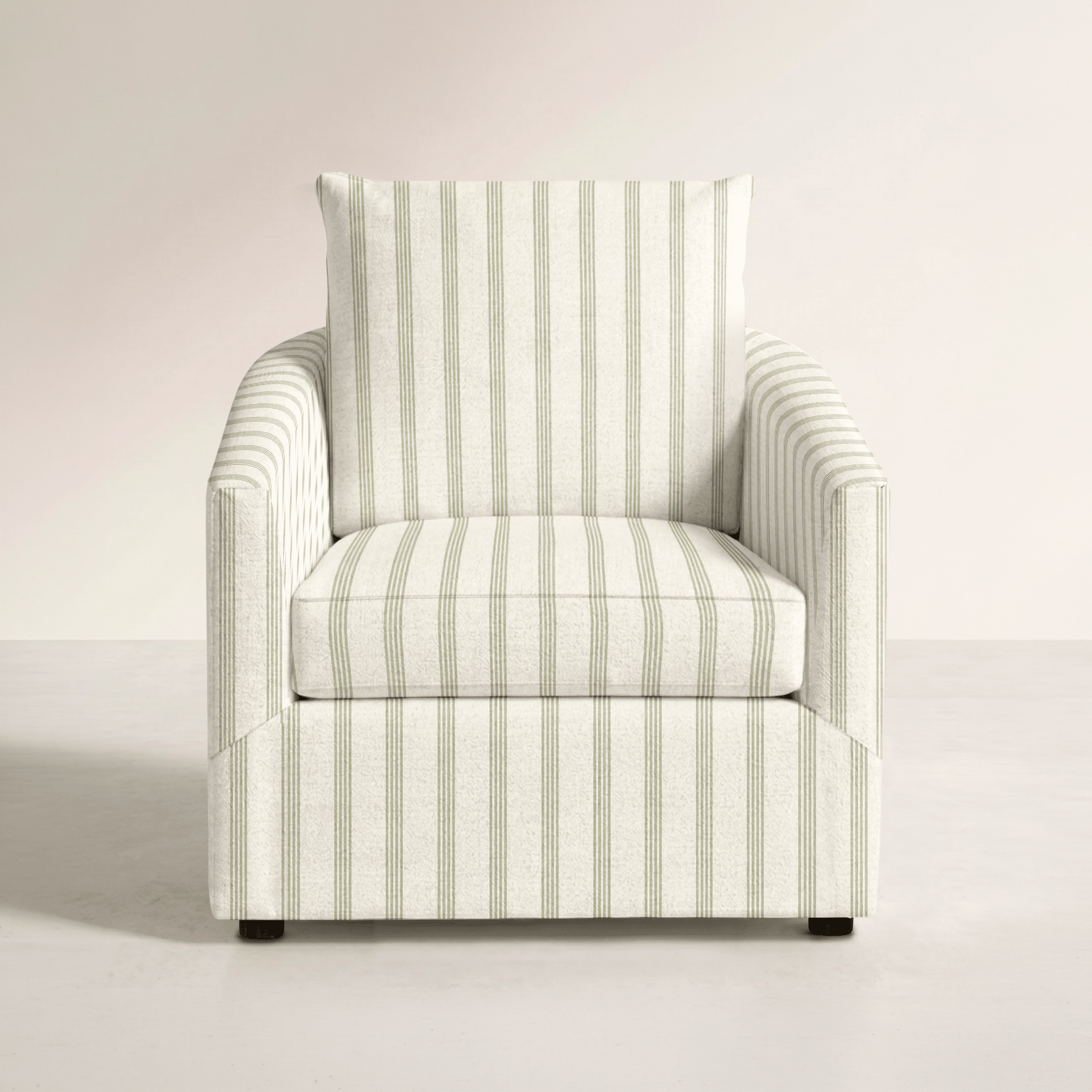 The Grace Chair in Orange County Olive Stripes - Lemon Park