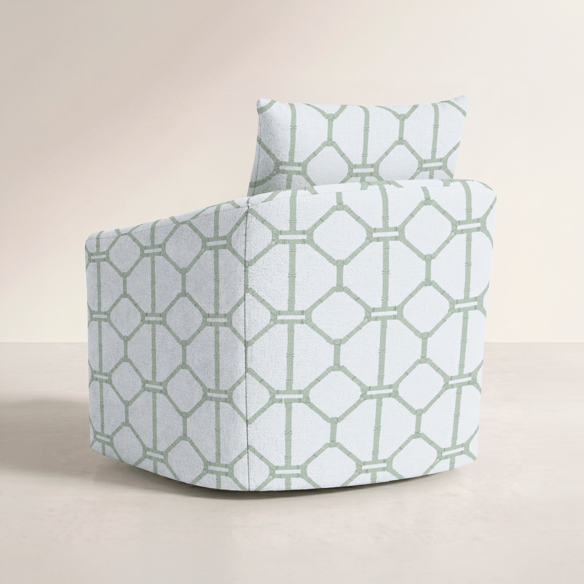 The Grace Chair in Palm Promenade Cool Mint Bamboo Trellis - Lemon Park