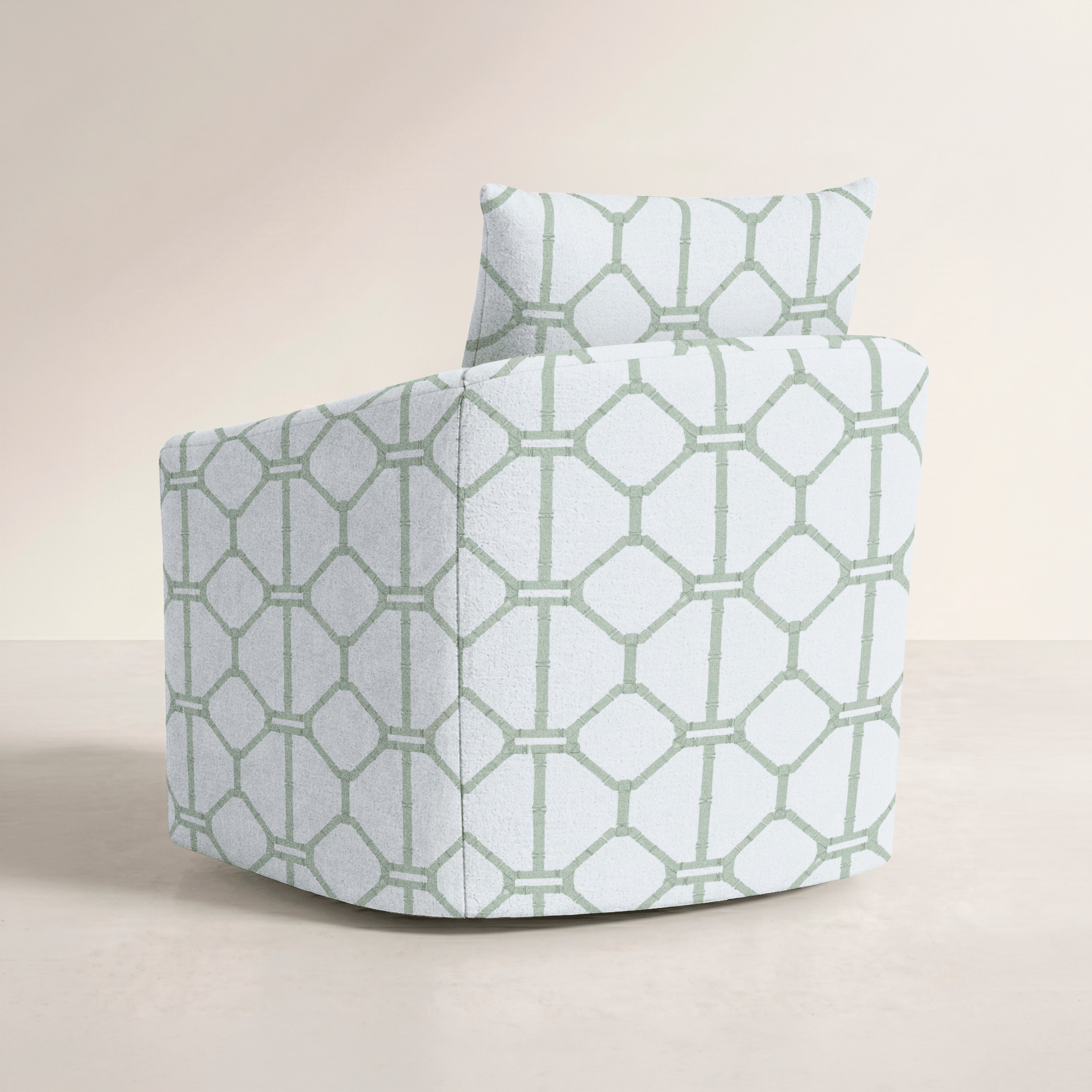 The Grace Chair in Palm Promenade Cool Mint Bamboo Trellis - Lemon Park