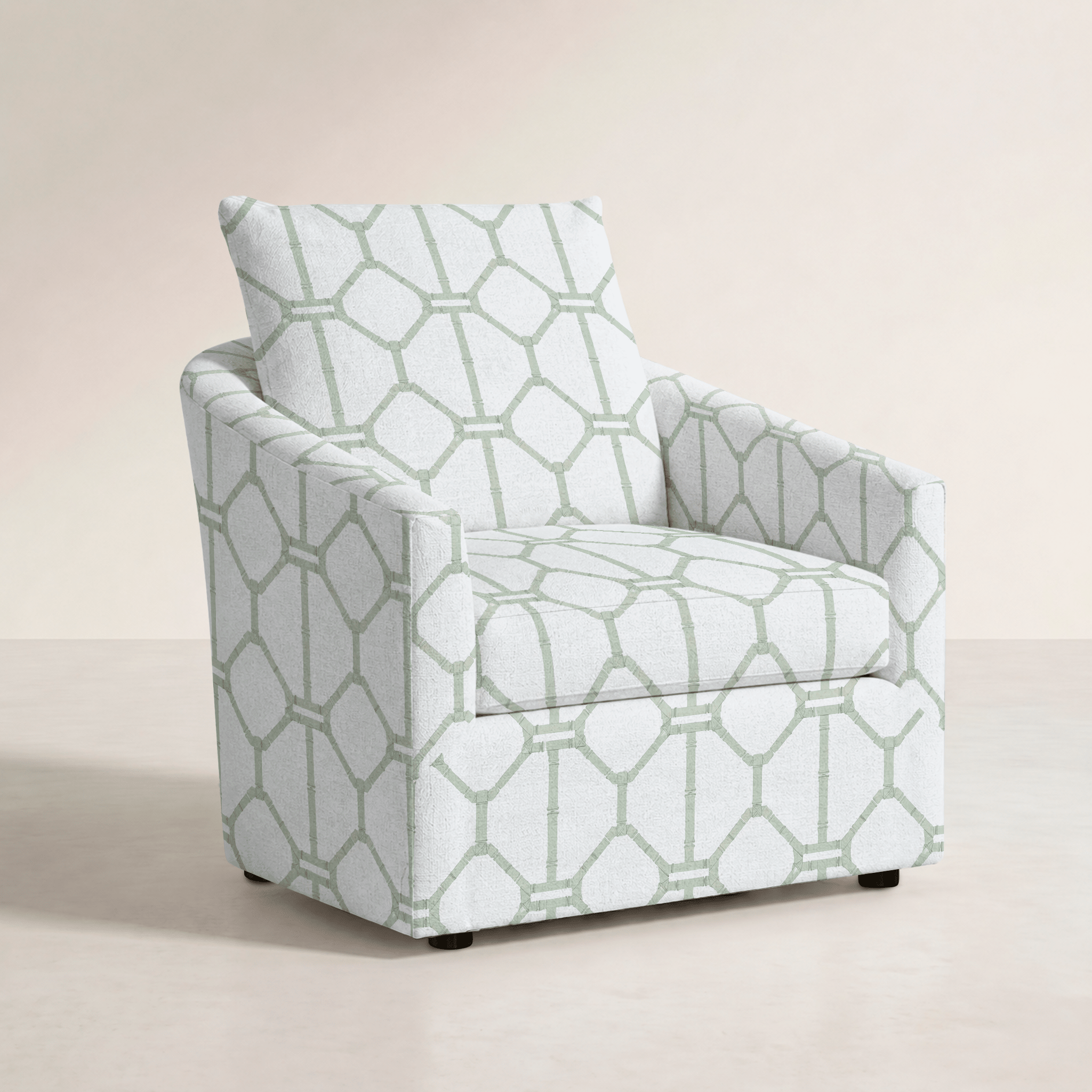 The Grace Chair in Palm Promenade Cool Mint Bamboo Trellis - Lemon Park