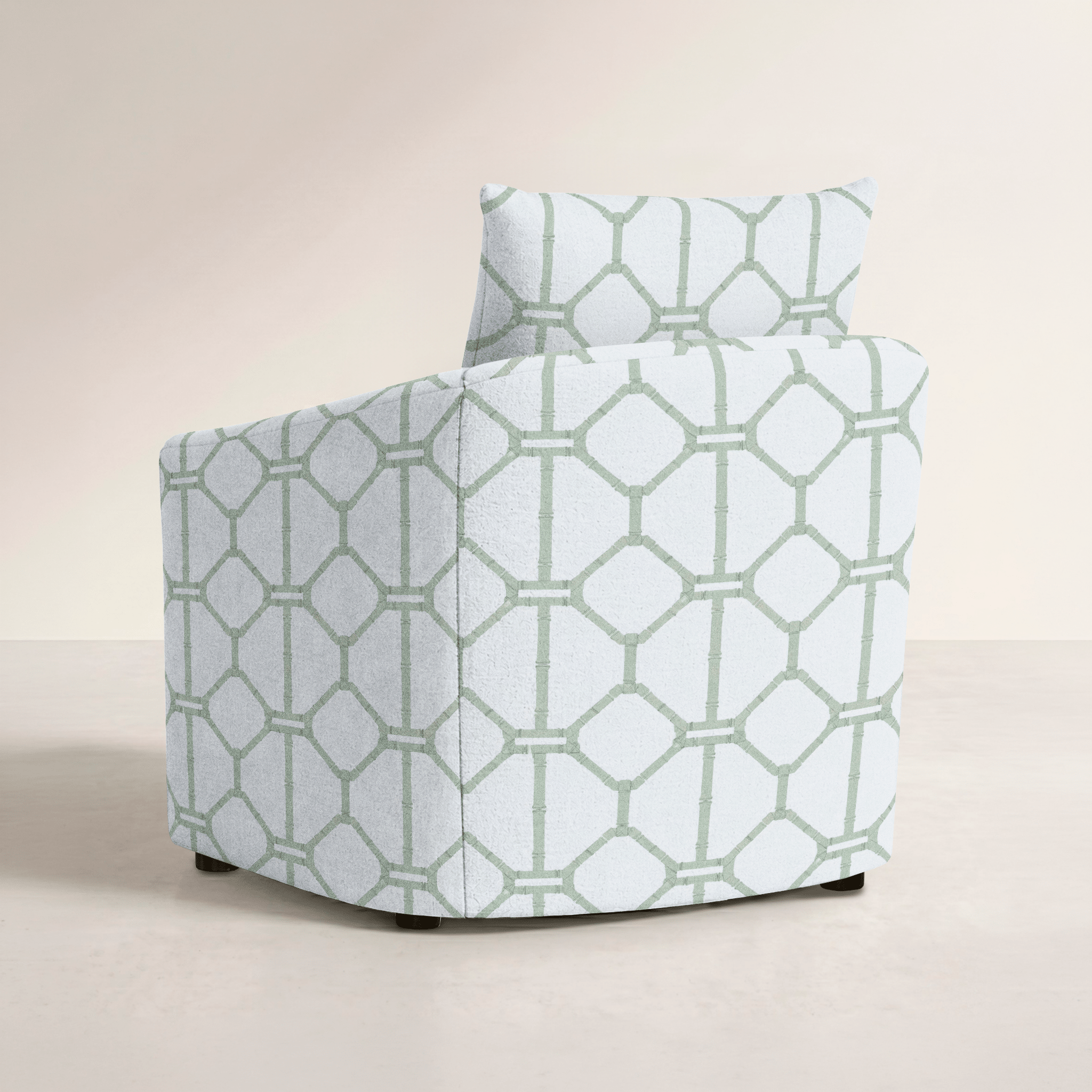 The Grace Chair in Palm Promenade Cool Mint Bamboo Trellis - Lemon Park