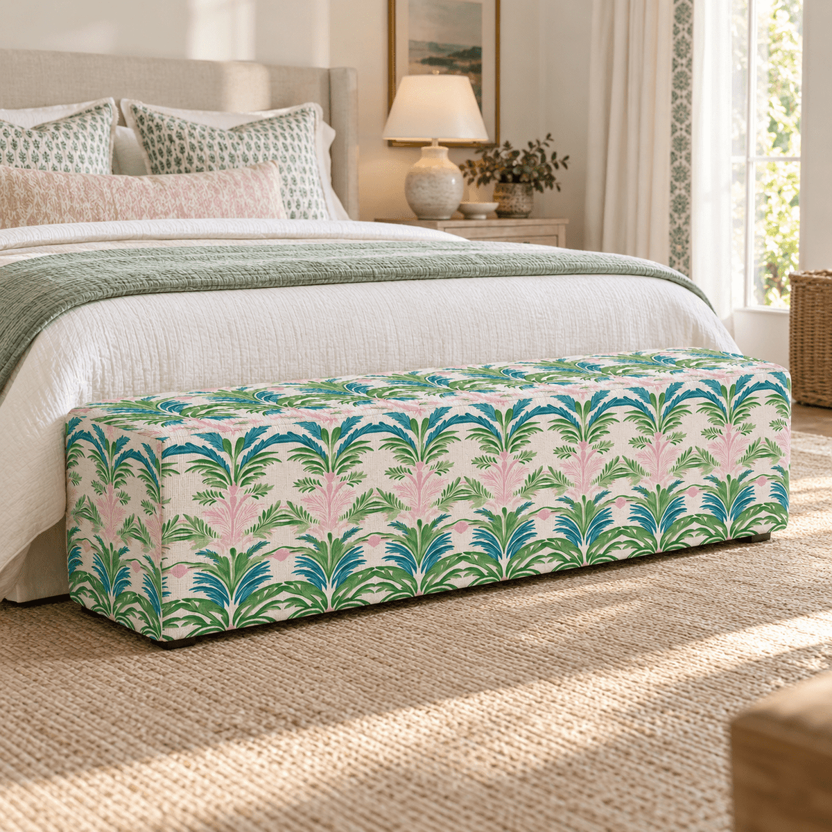 The Josephine Ottoman in Bellagio Blush - Lemon Park