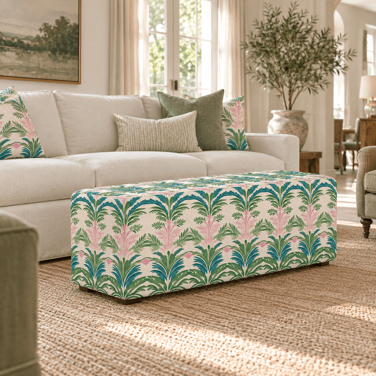 The Josephine Ottoman in Bellagio Blush - Lemon Park