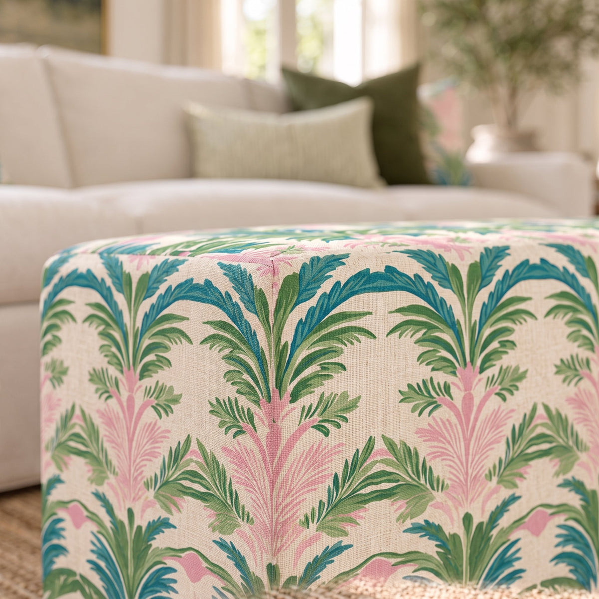 The Josephine Ottoman in Bellagio Blush - Lemon Park