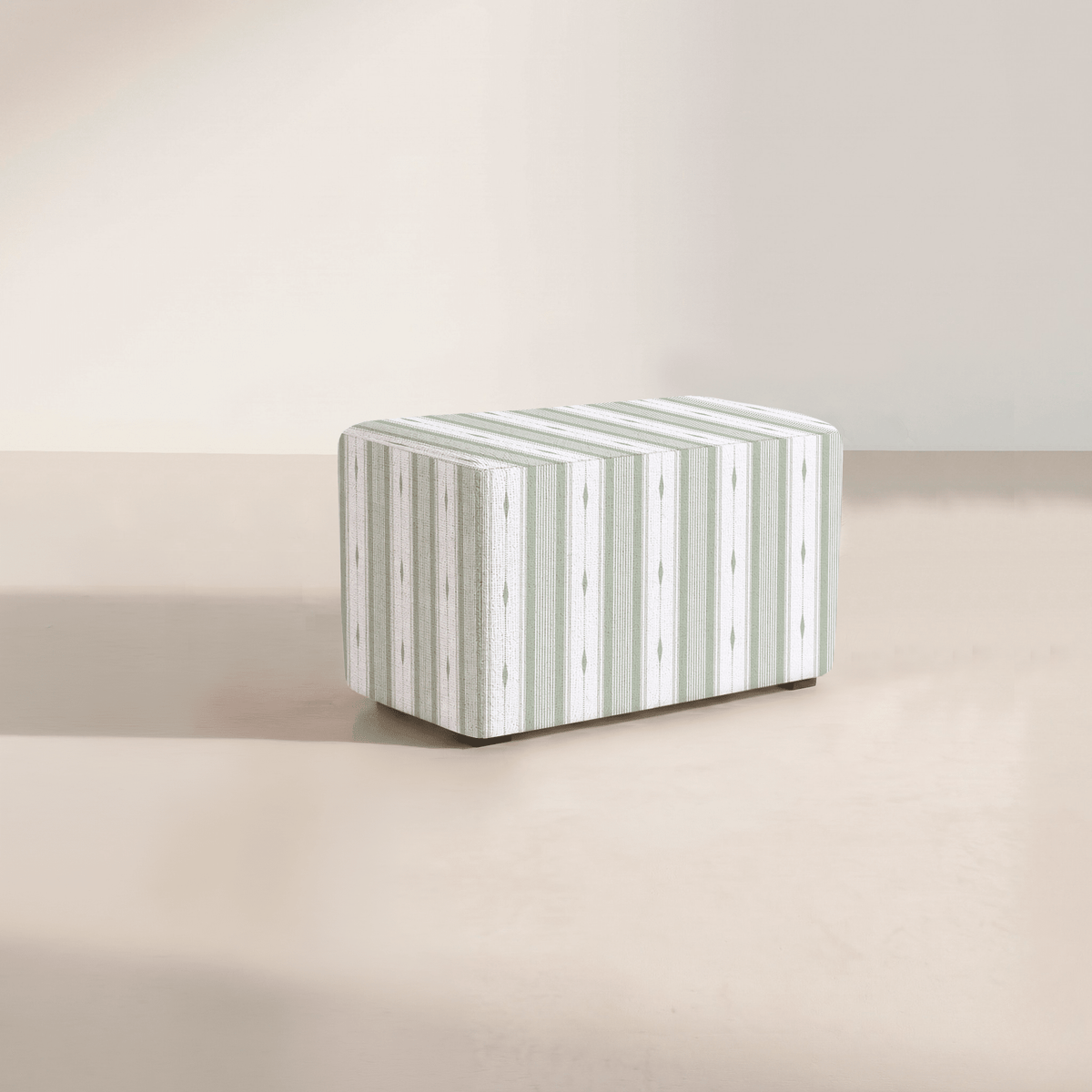 The Josephine Ottoman in Blue Dresses Lemongrass Stripes - Lemon Park