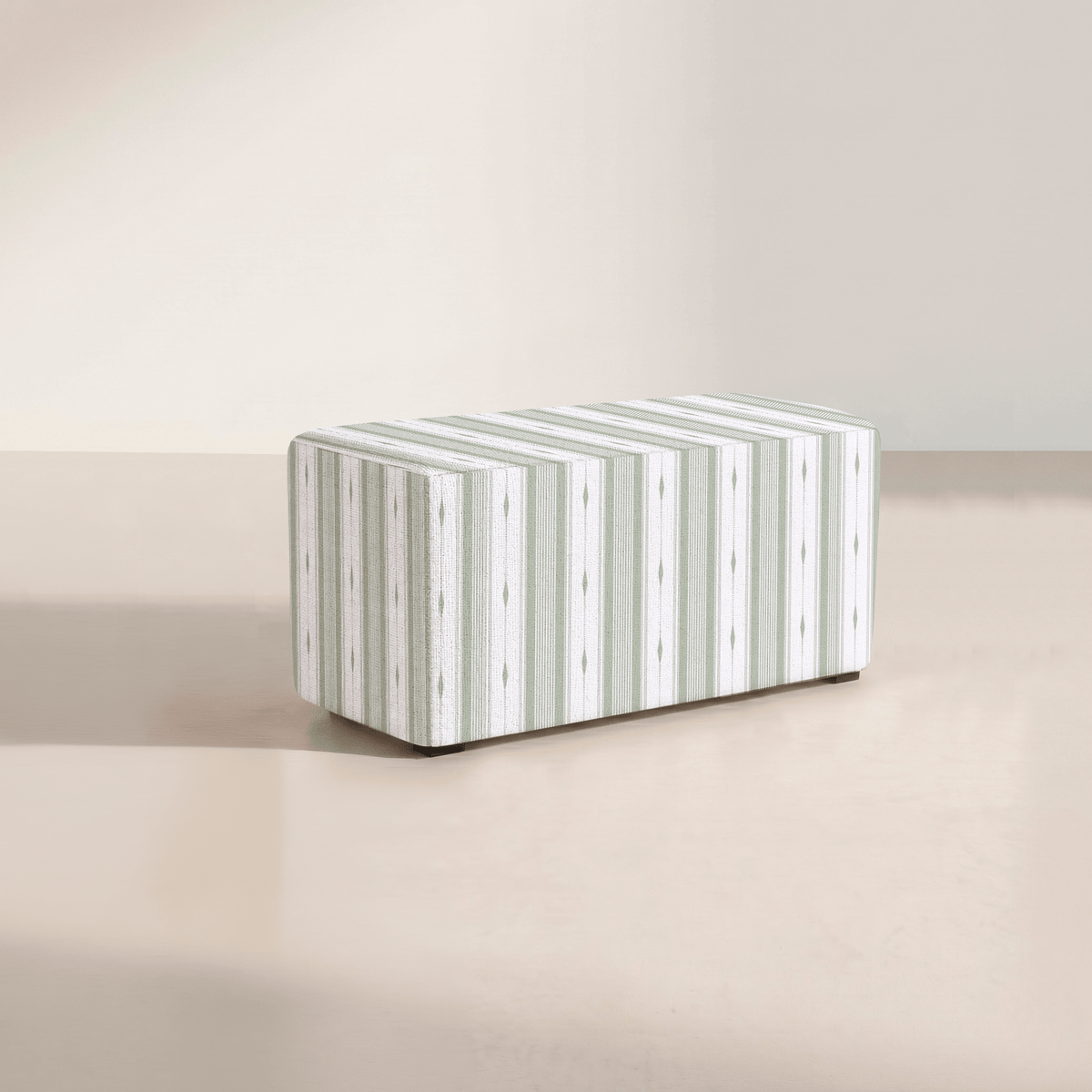 The Josephine Ottoman in Blue Dresses Lemongrass Stripes - Lemon Park