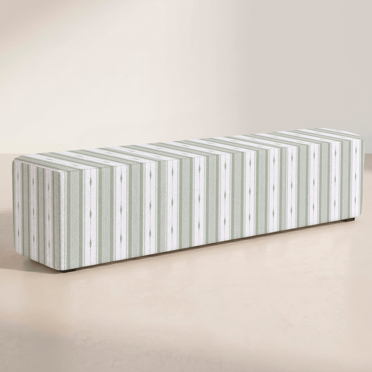 The Josephine Ottoman in Blue Dresses Lemongrass Stripes - Lemon Park