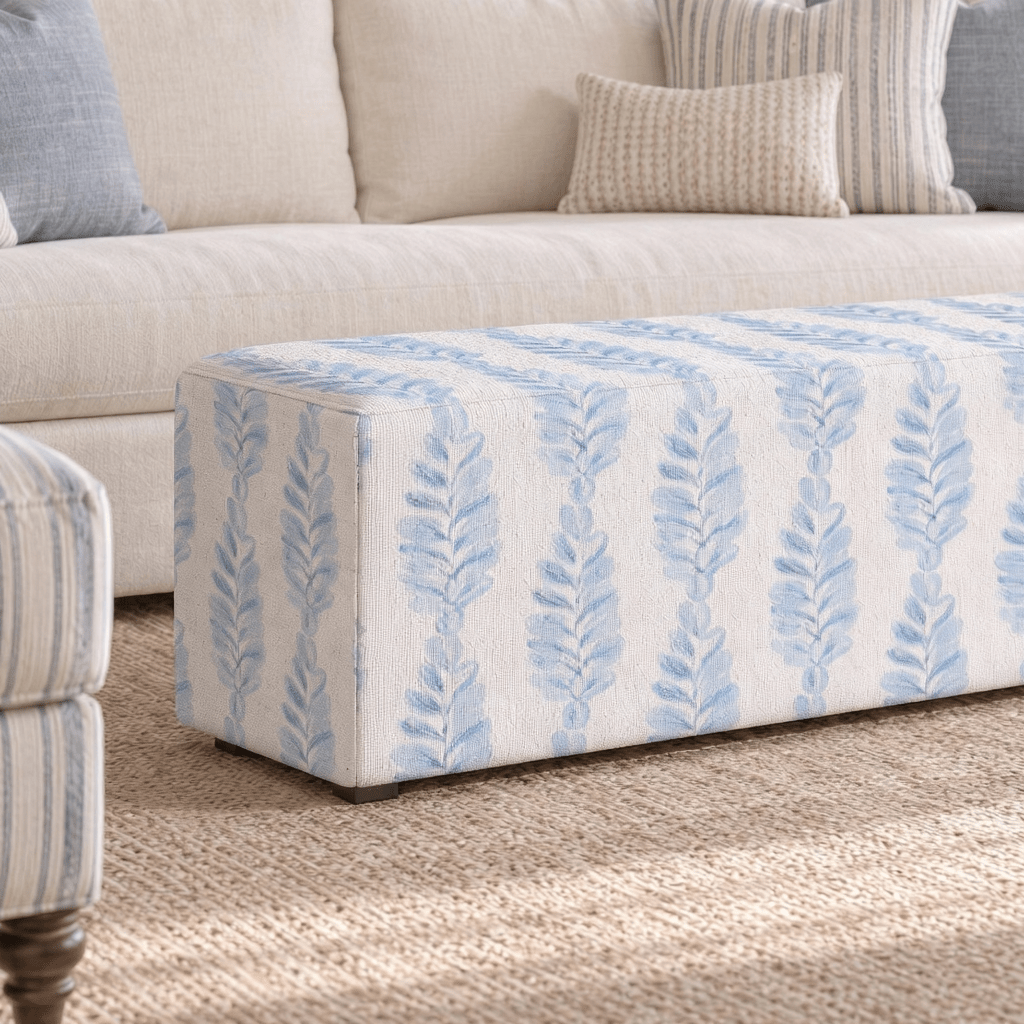The Josephine Ottoman in Carolina Ferns - Lemon Park