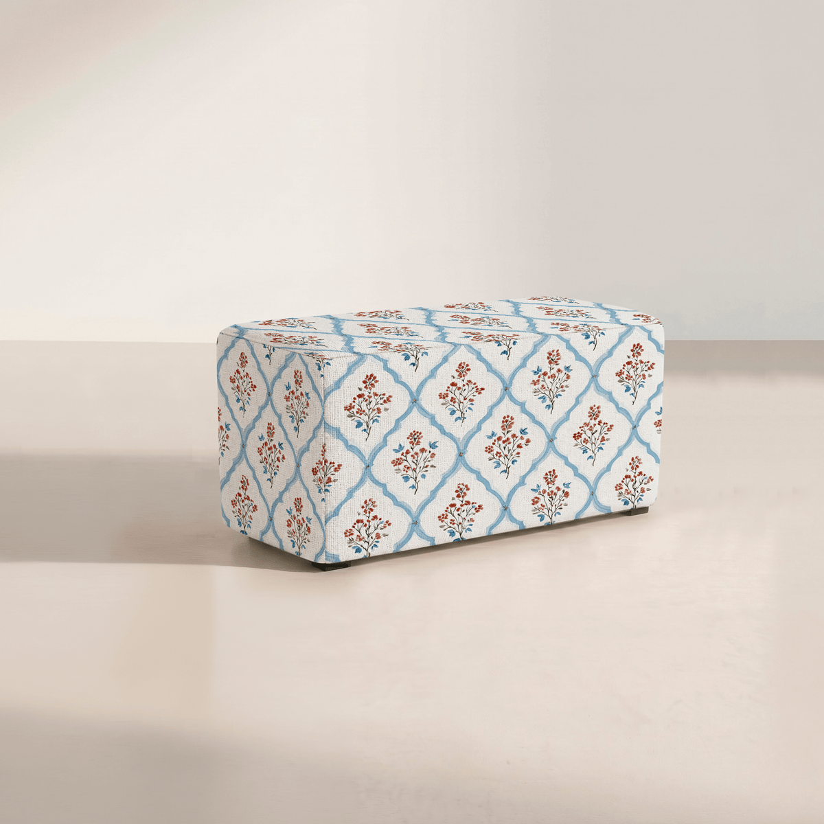 The Josephine Ottoman in Chambray Tiles - Lemon Park