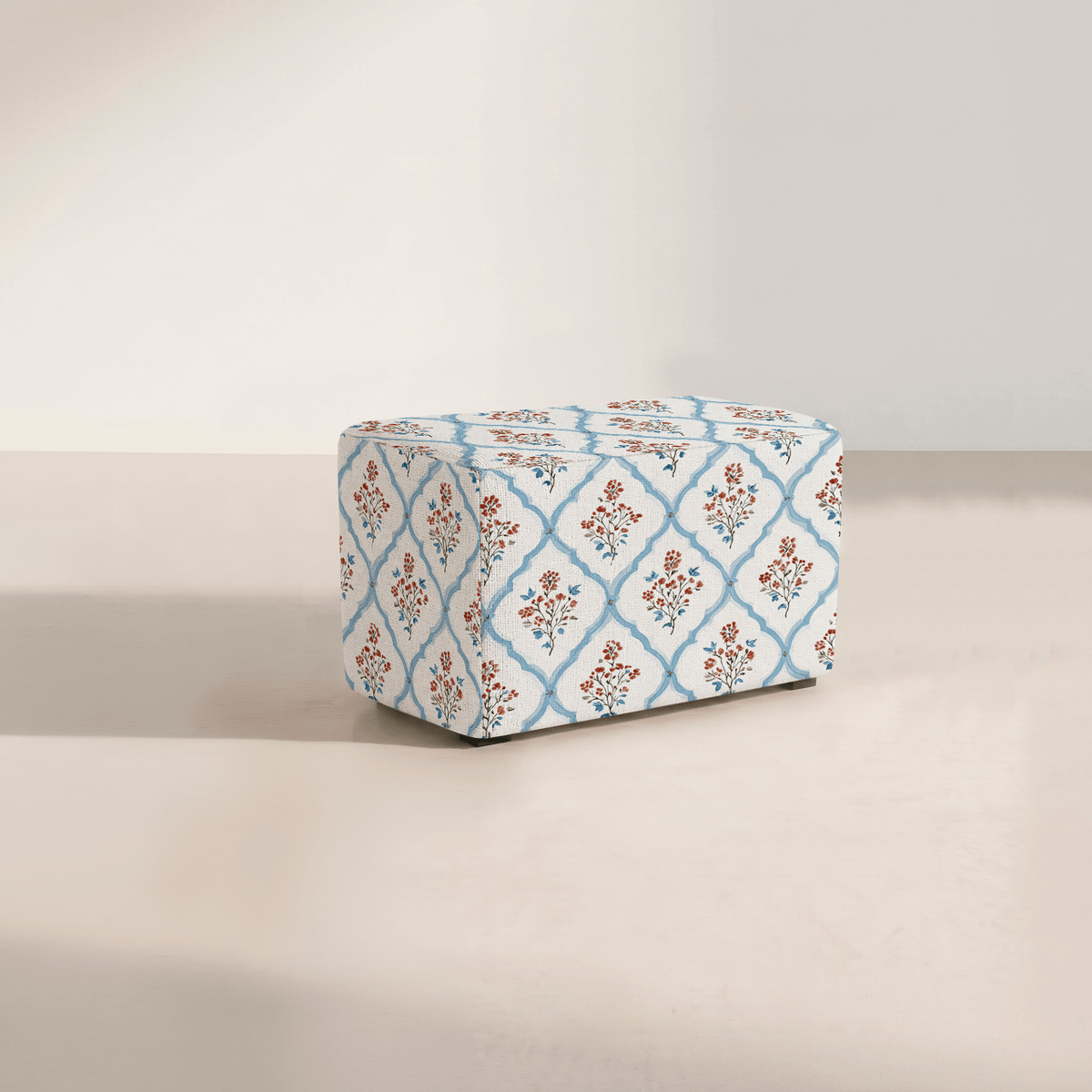 The Josephine Ottoman in Chambray Tiles - Lemon Park