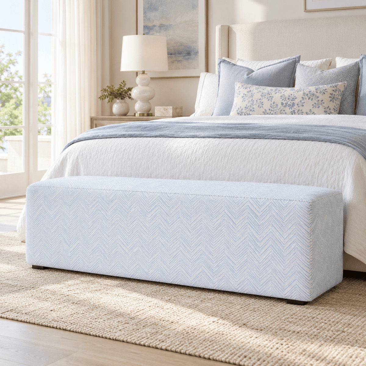 The Josephine Ottoman in Classic Harmony - Lemon Park