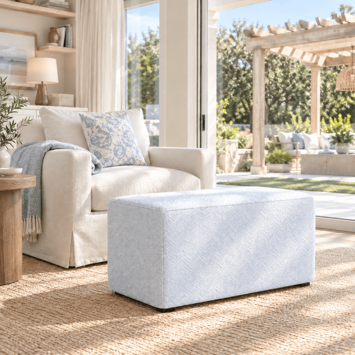 The Josephine Ottoman in Classic Harmony - Lemon Park