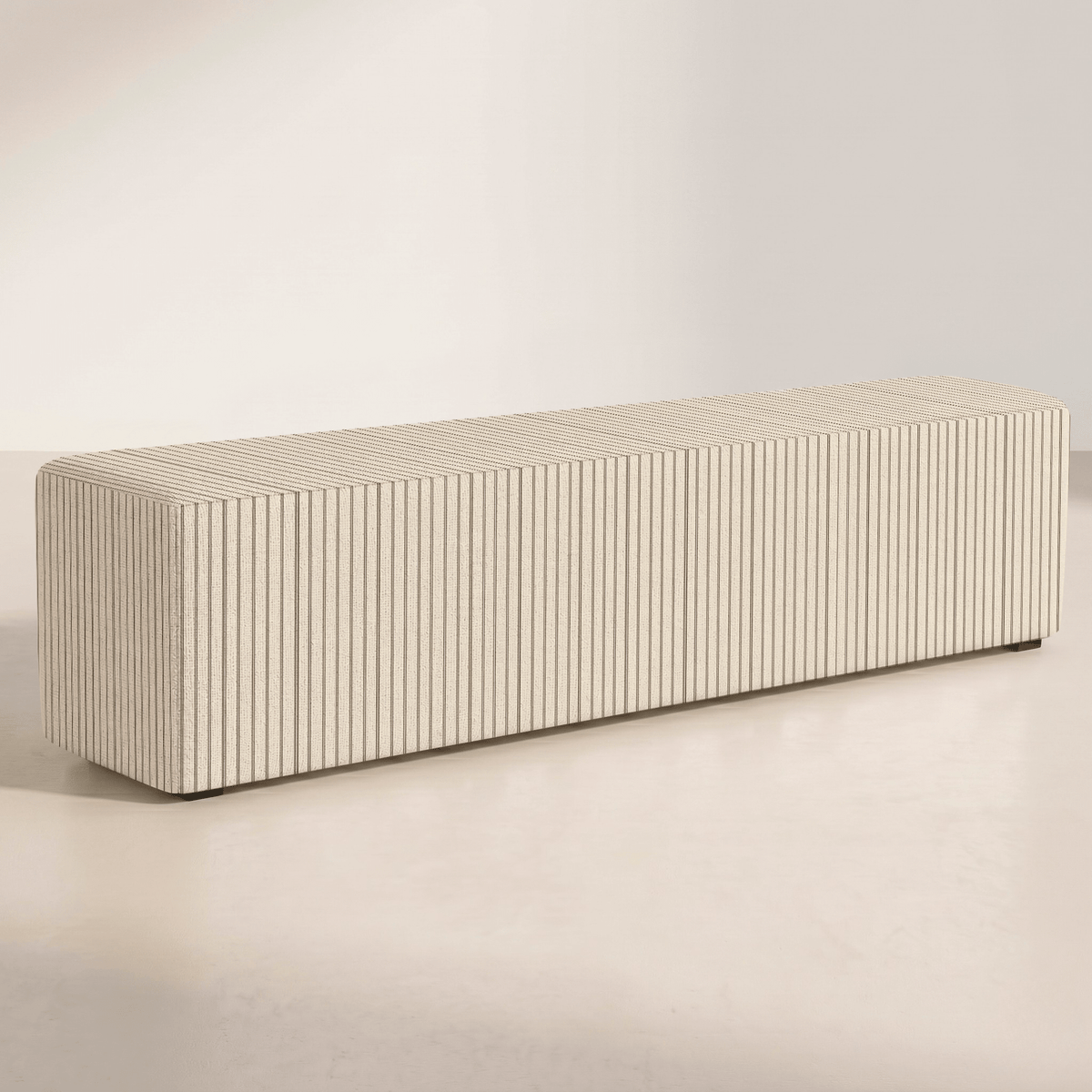The Josephine Ottoman in Jude Pinstripe - Lemon Park