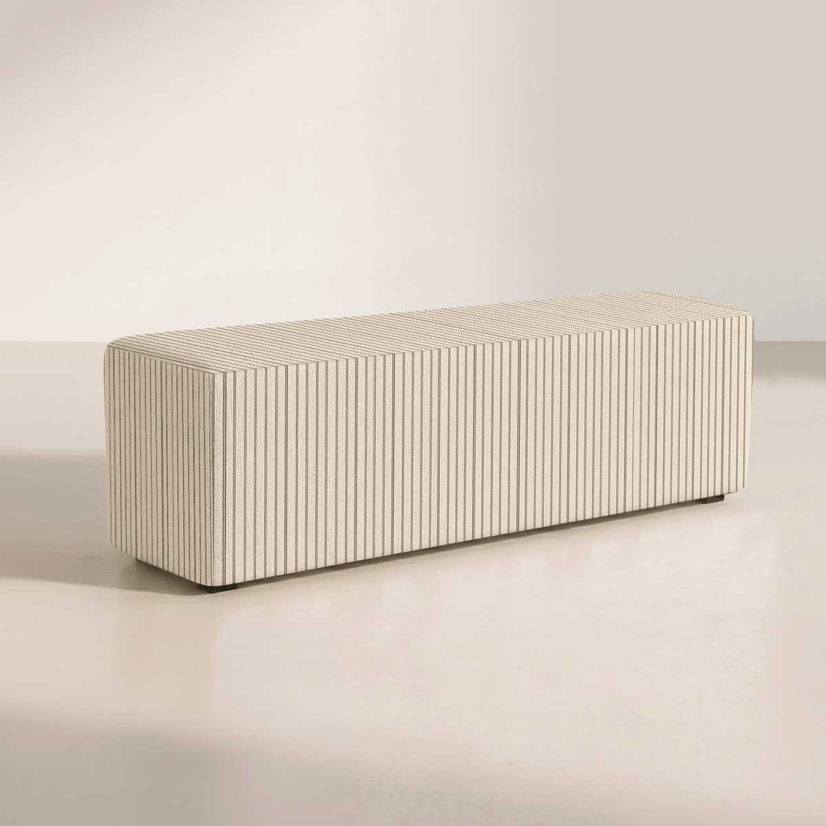 The Josephine Ottoman in Jude Pinstripe - Lemon Park