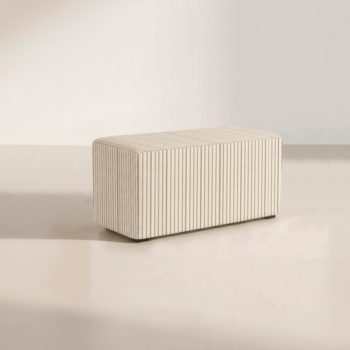 The Josephine Ottoman in Jude Pinstripe - Lemon Park