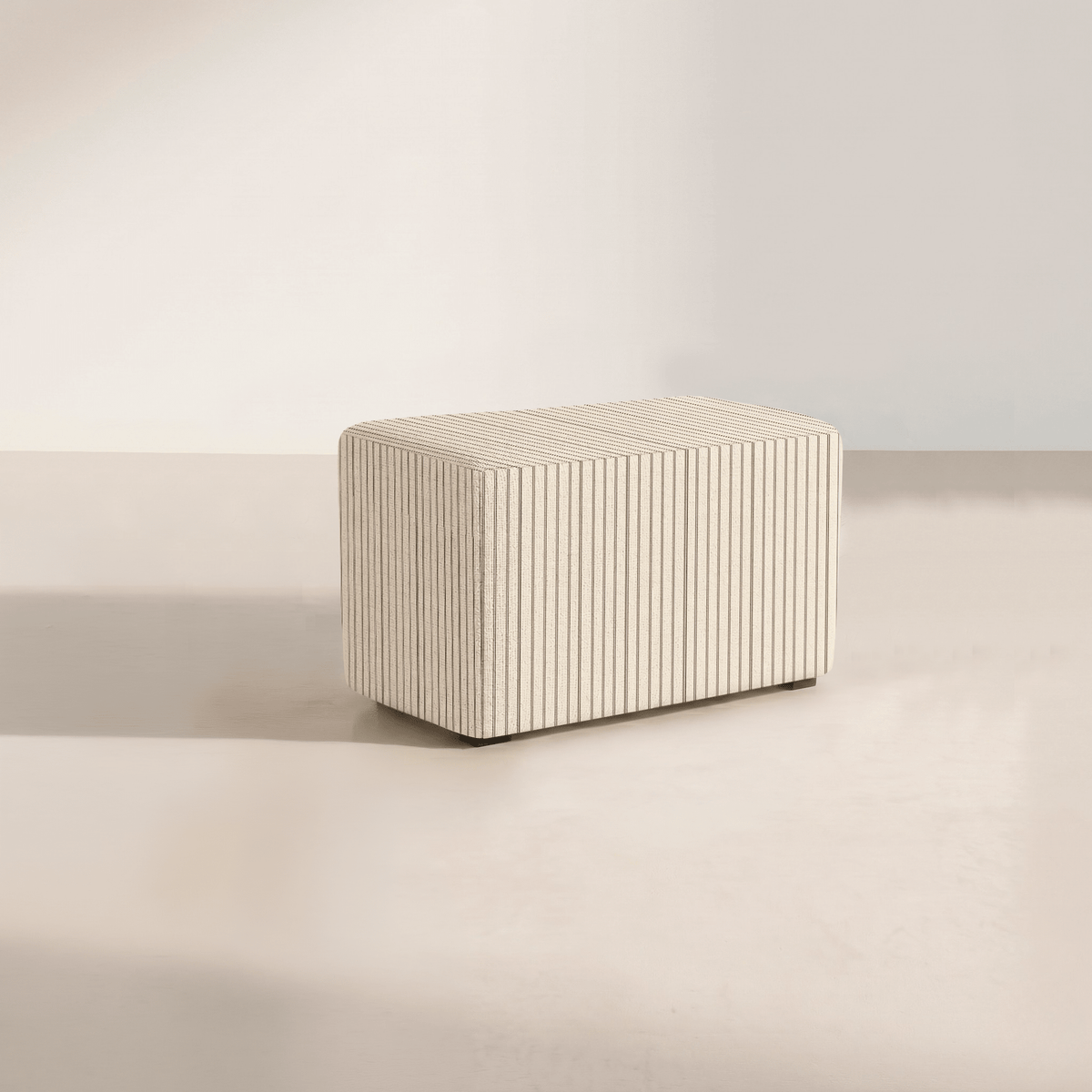 The Josephine Ottoman in Jude Pinstripe - Lemon Park