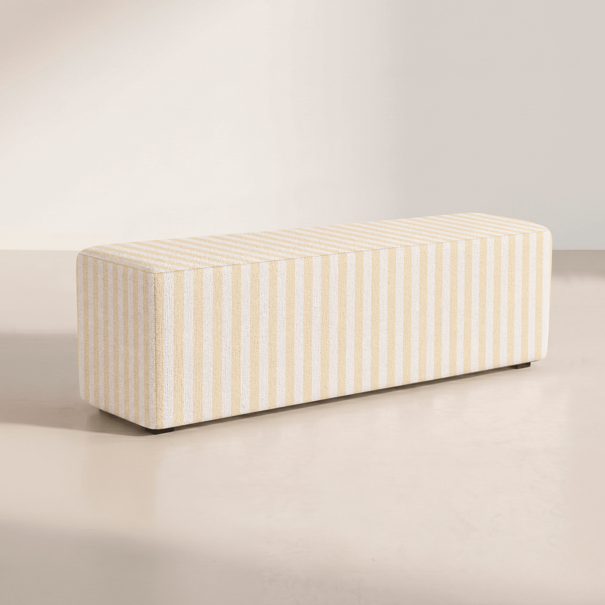 The Josephine Ottoman in Juliet's Garden Easter Yellow Stripe - Lemon Park