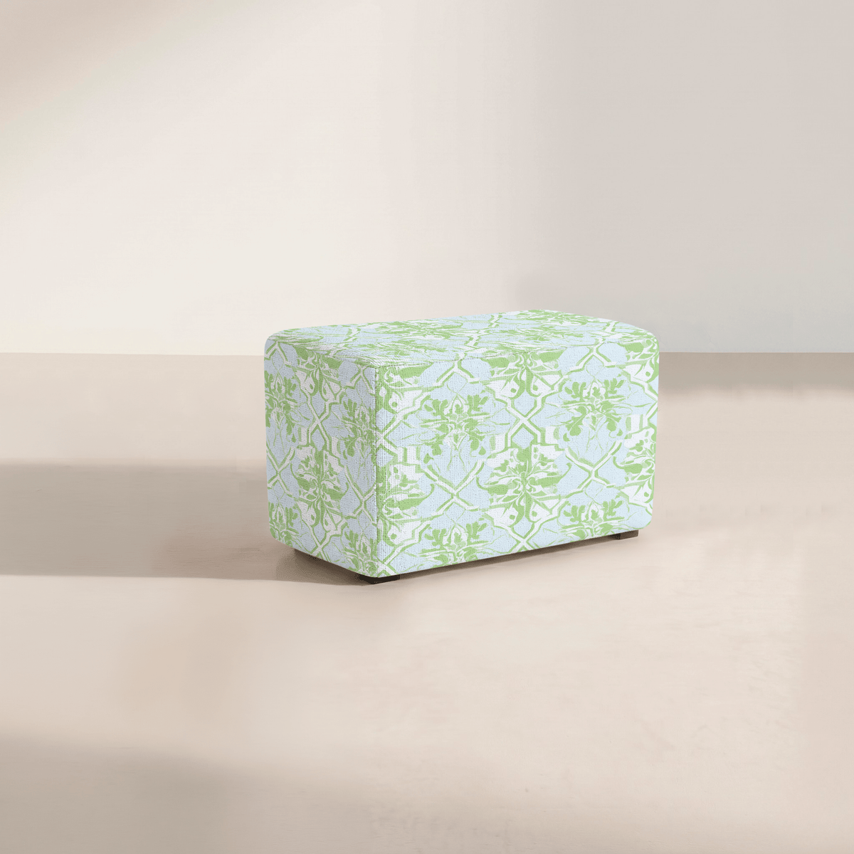 The Josephine Ottoman in Key Lime - Lemon Park