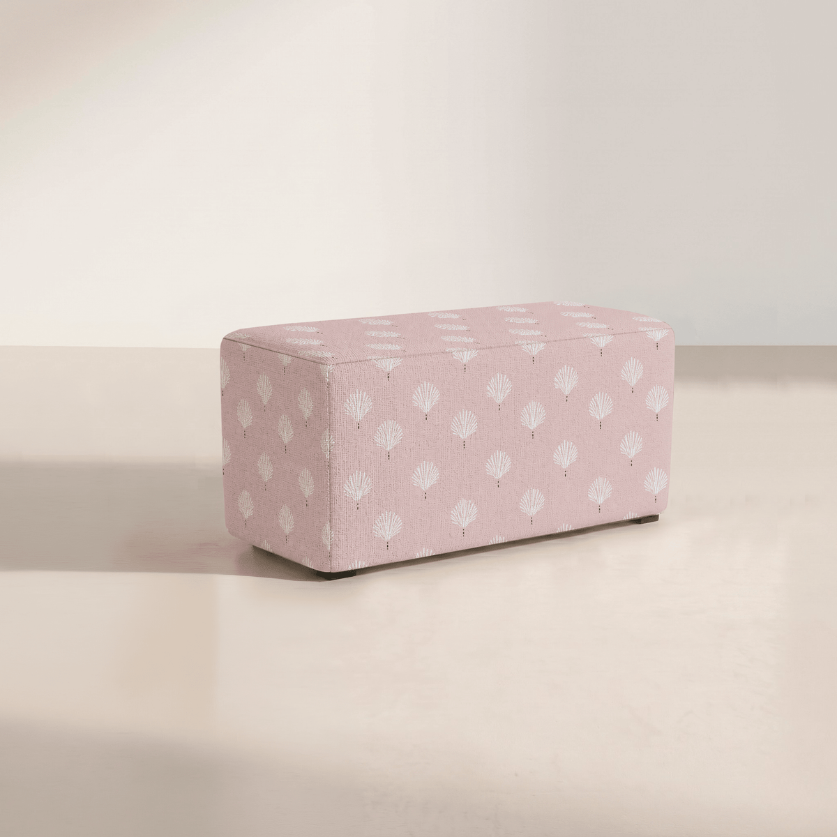 The Josephine Ottoman in Loose Stems Petaline Block Print - Lemon Park