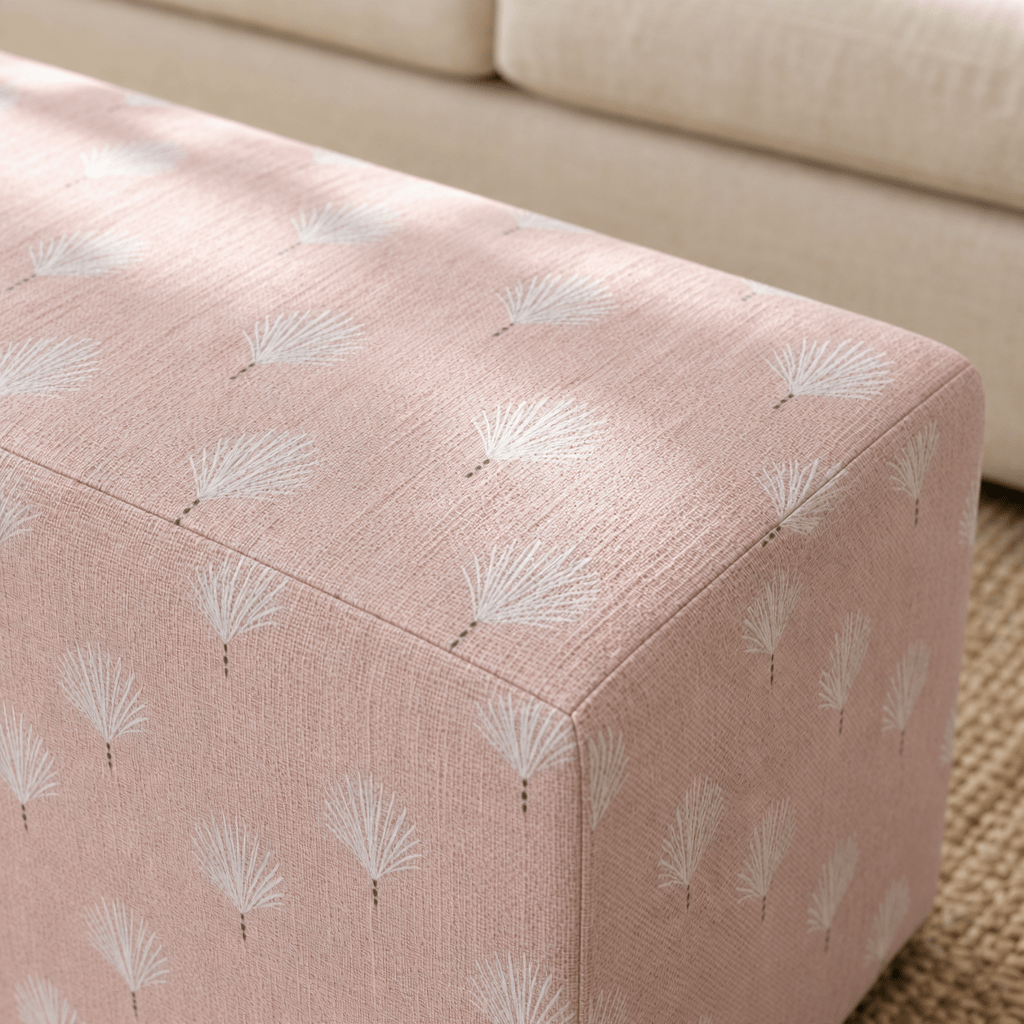 The Josephine Ottoman in Loose Stems Petaline Block Print - Lemon Park