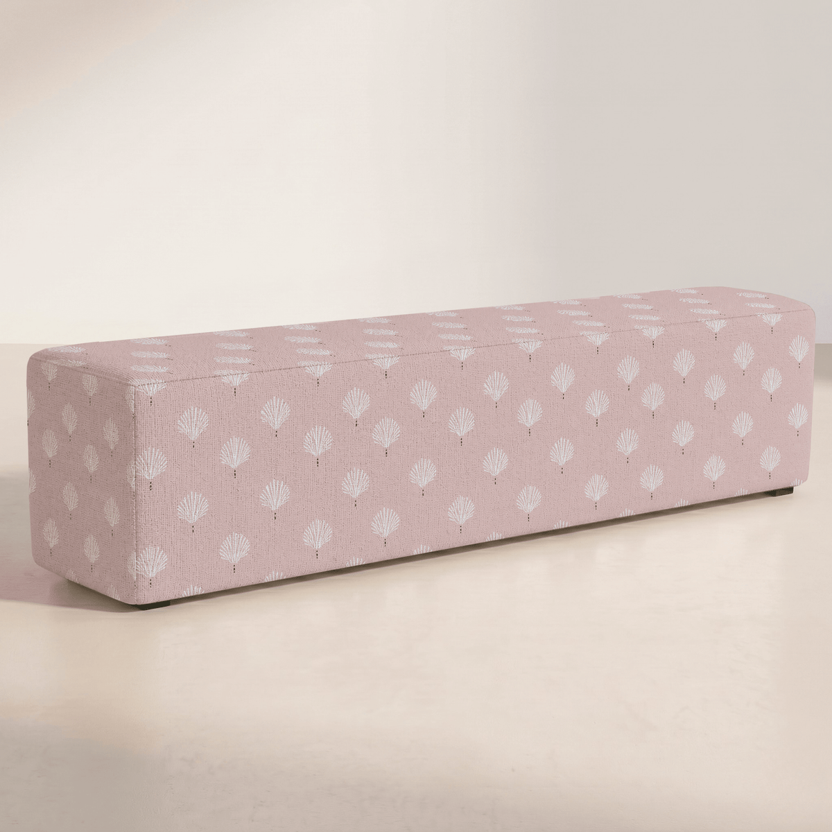 The Josephine Ottoman in Loose Stems Petaline Block Print - Lemon Park
