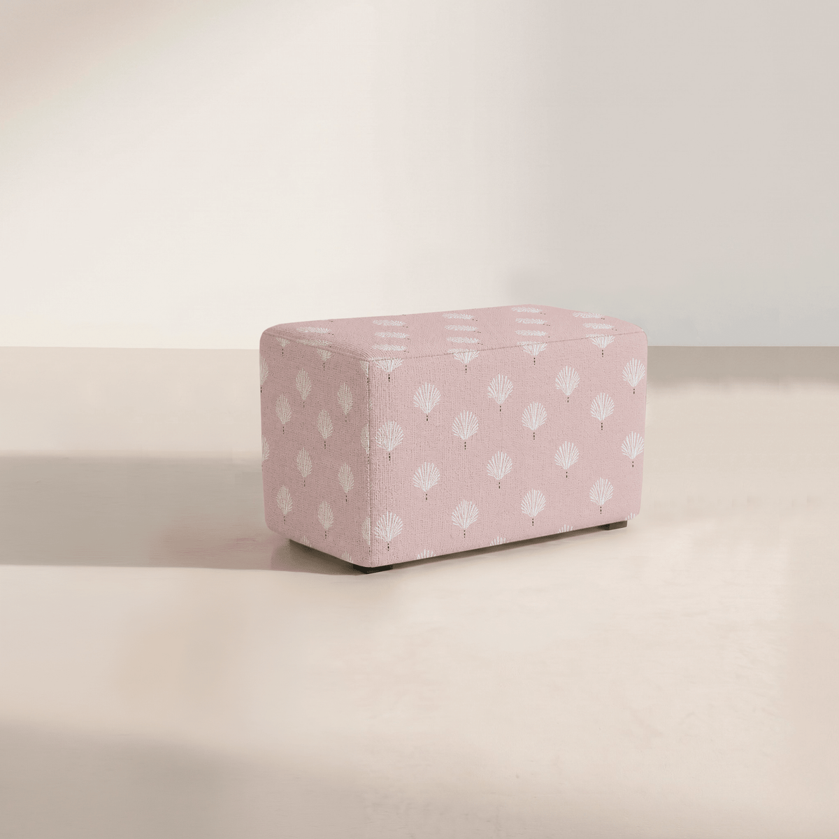 The Josephine Ottoman in Loose Stems Petaline Block Print - Lemon Park
