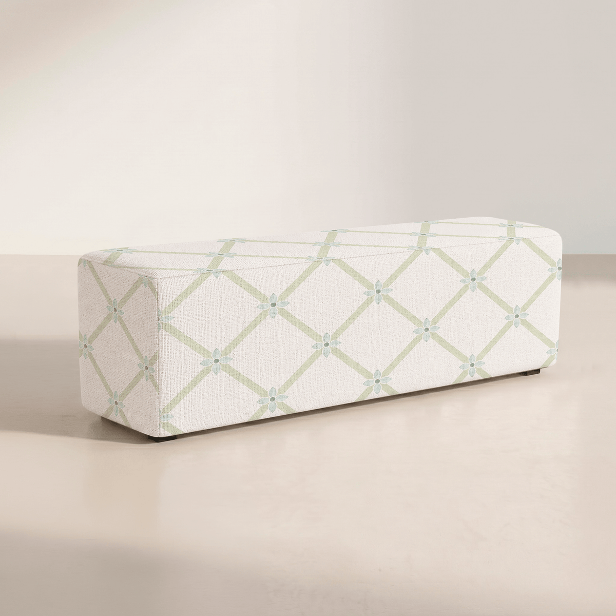 The Josephine Ottoman in Mint To Be Floral Lattice - Lemon Park