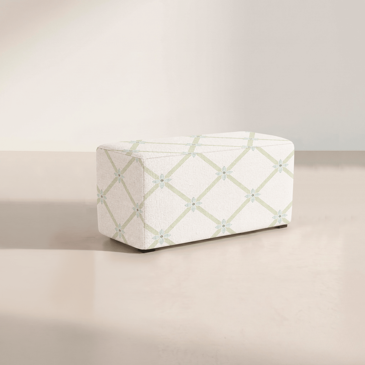 The Josephine Ottoman in Mint To Be Floral Lattice - Lemon Park