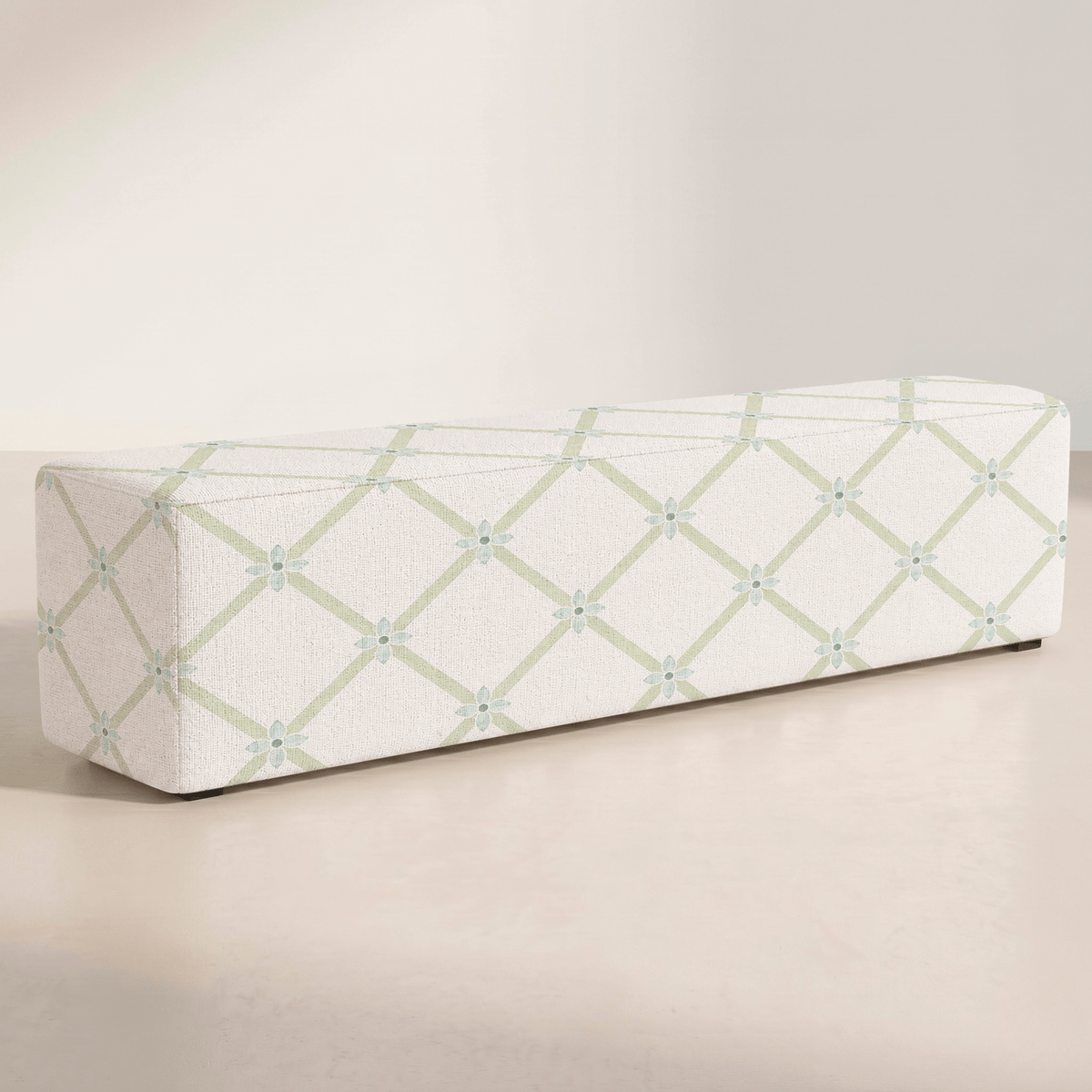 The Josephine Ottoman in Mint To Be Floral Lattice - Lemon Park