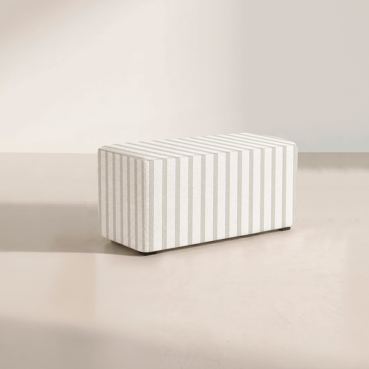 The Josephine Ottoman in Orange County Olive Stripes - Lemon Park